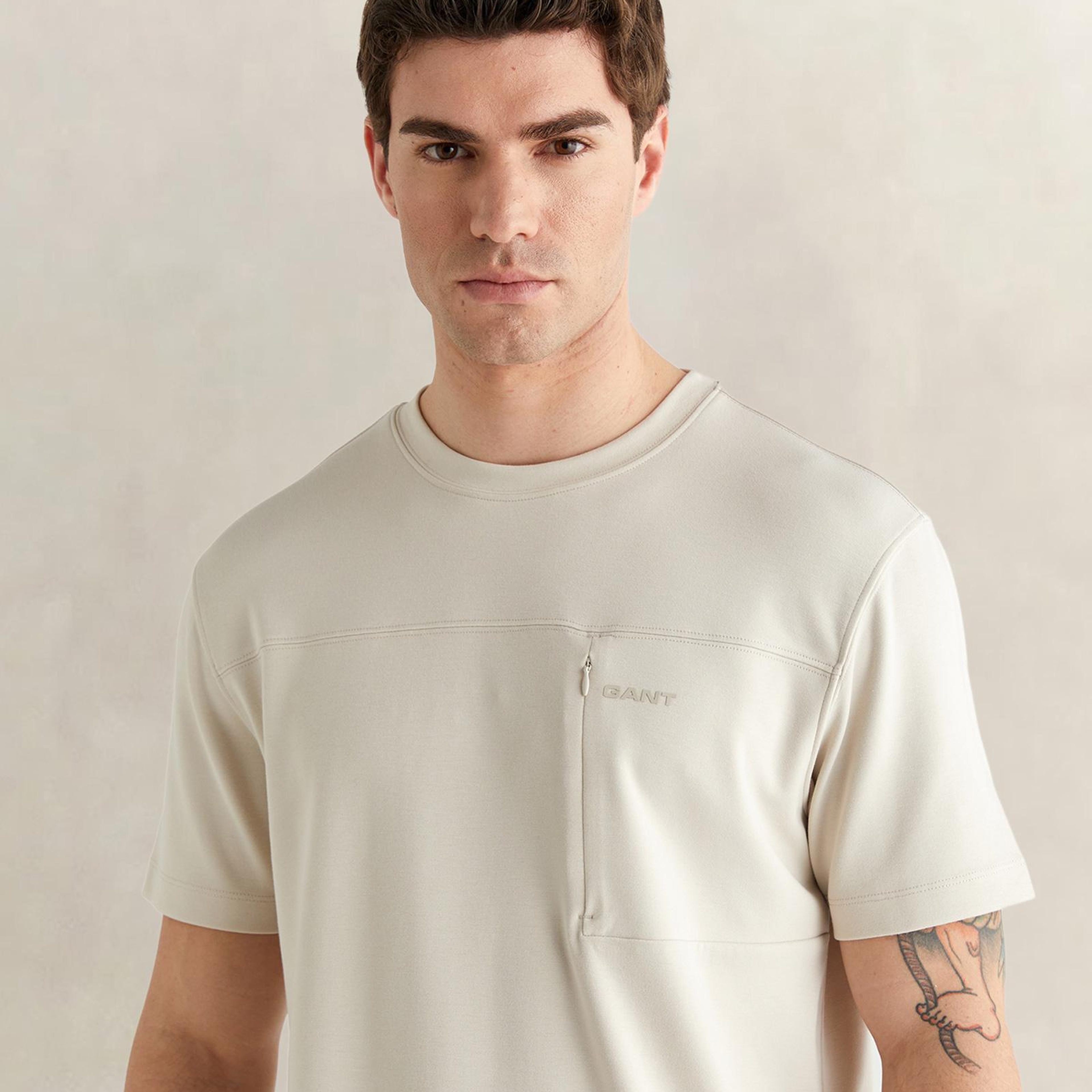 GANT Erkek Krem Bisiklet Yaka Regular Fit T-Shirt