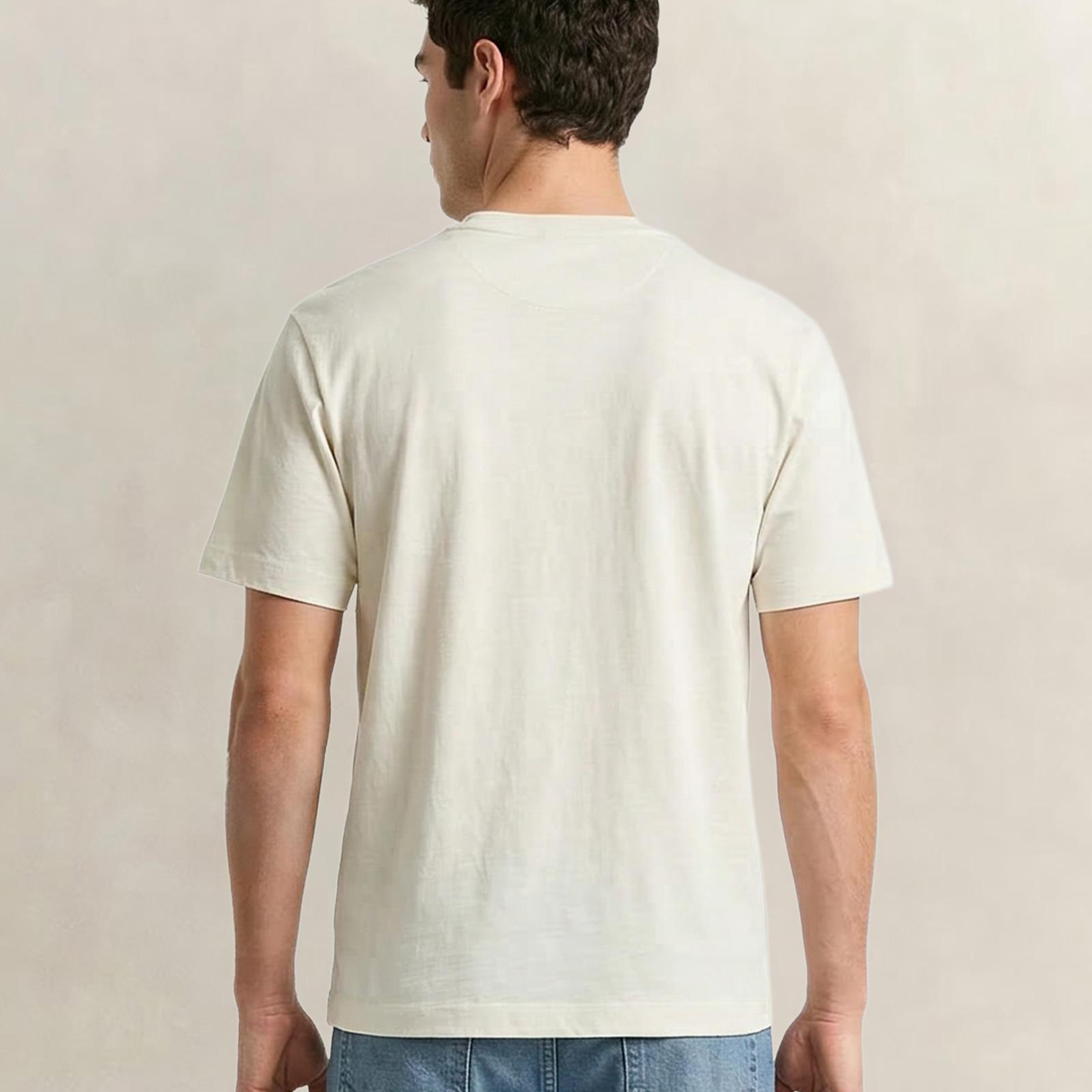 GANT Erkek Krem Bisiklet Yaka Regular Fit T-Shirt