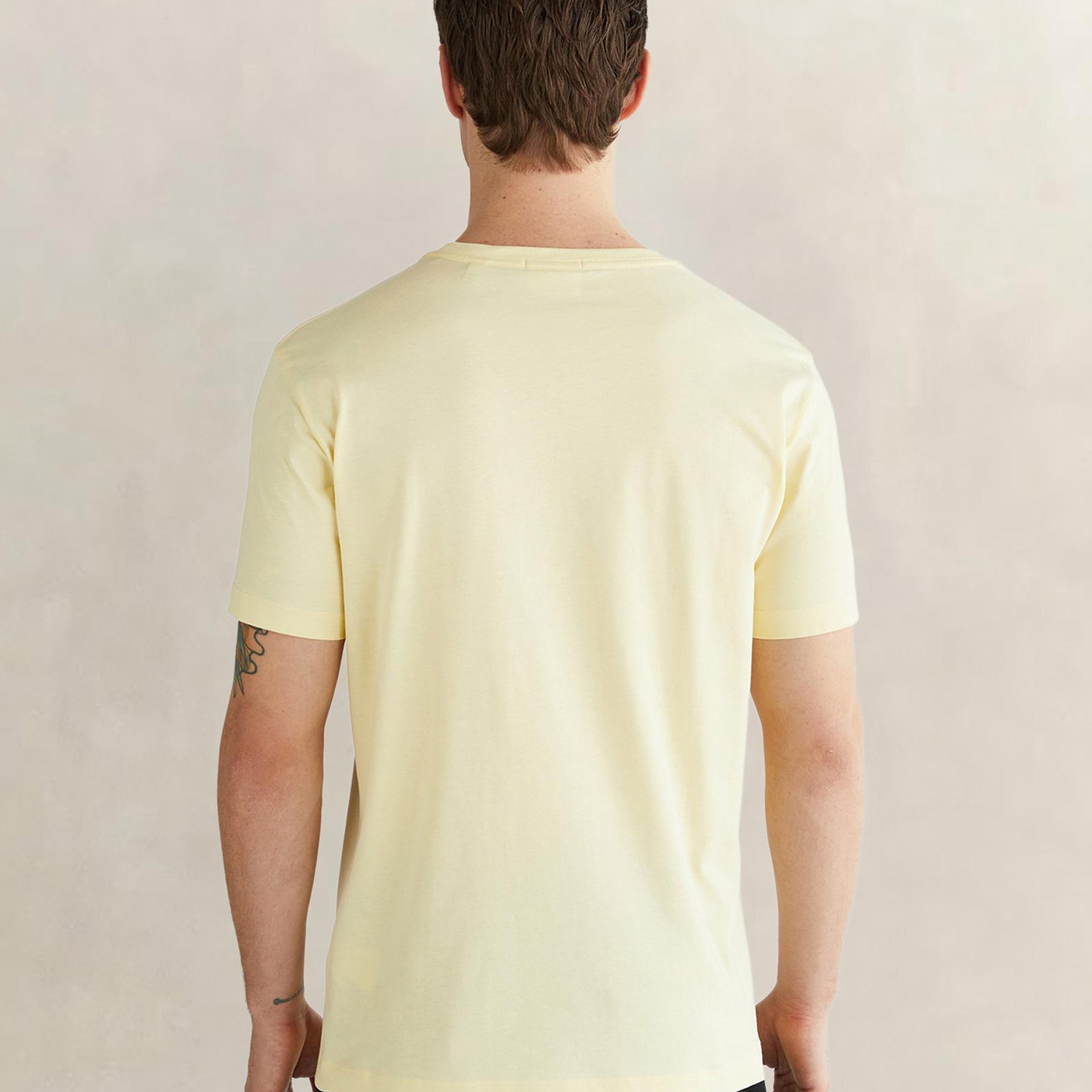 GANT Erkek Sarı Bisiklet Yaka Regular Fit Logolu T-Shirt