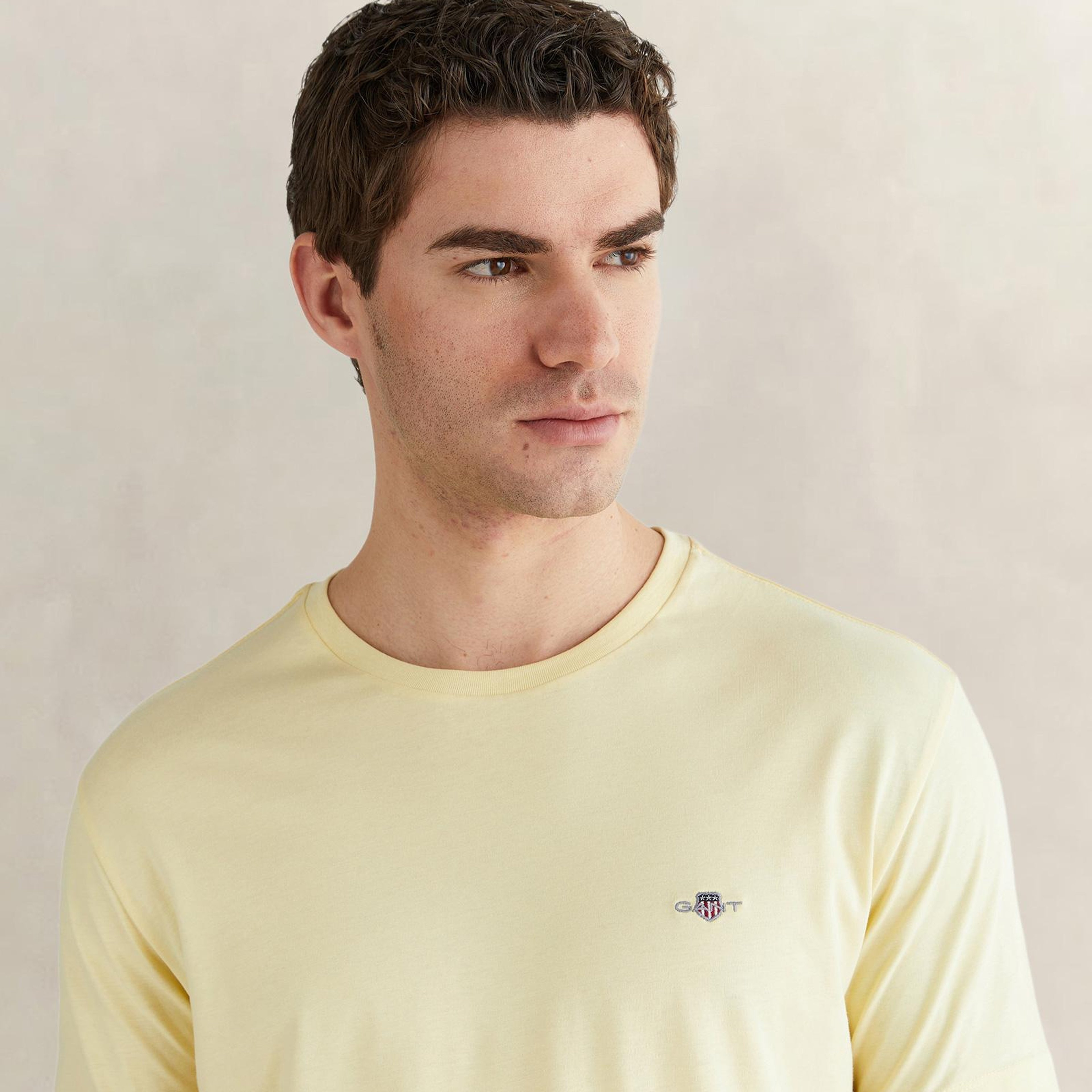 GANT Erkek Sarı Bisiklet Yaka Regular Fit Logolu T-Shirt