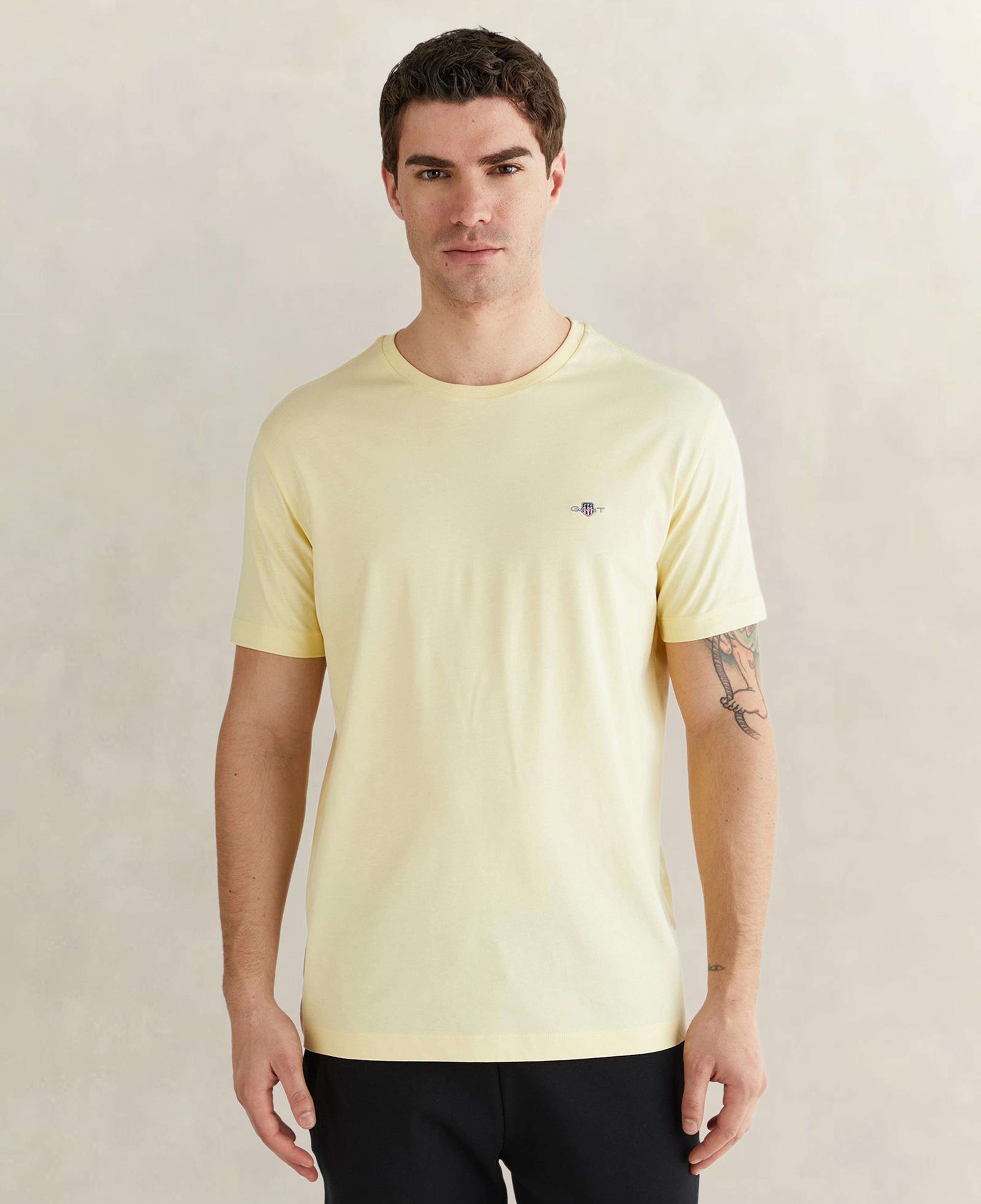 GANT Erkek Sarı Bisiklet Yaka Regular Fit Logolu T-Shirt