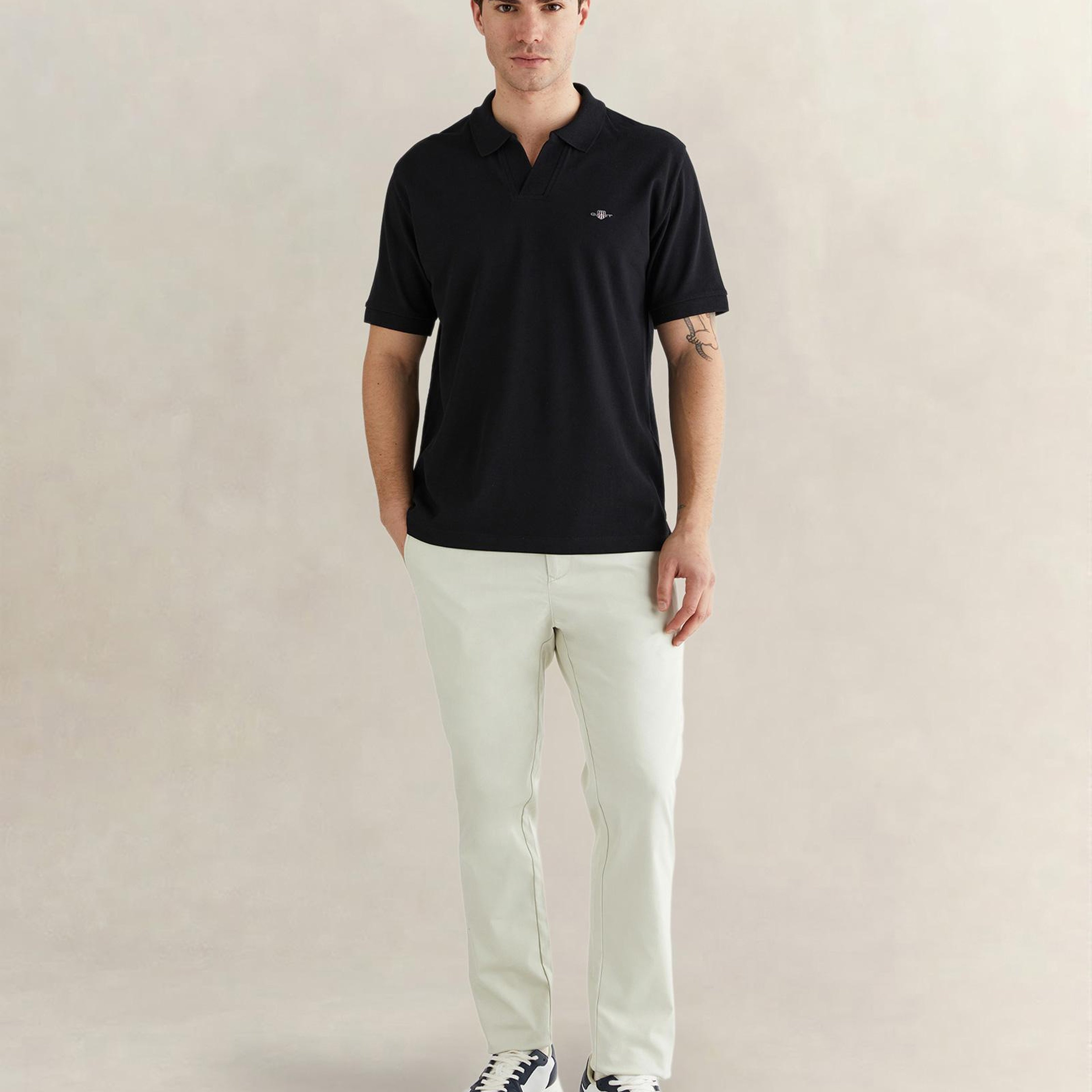 GANT Erkek Siyah Regular Fit Logolu Polo Yaka T-Shirt