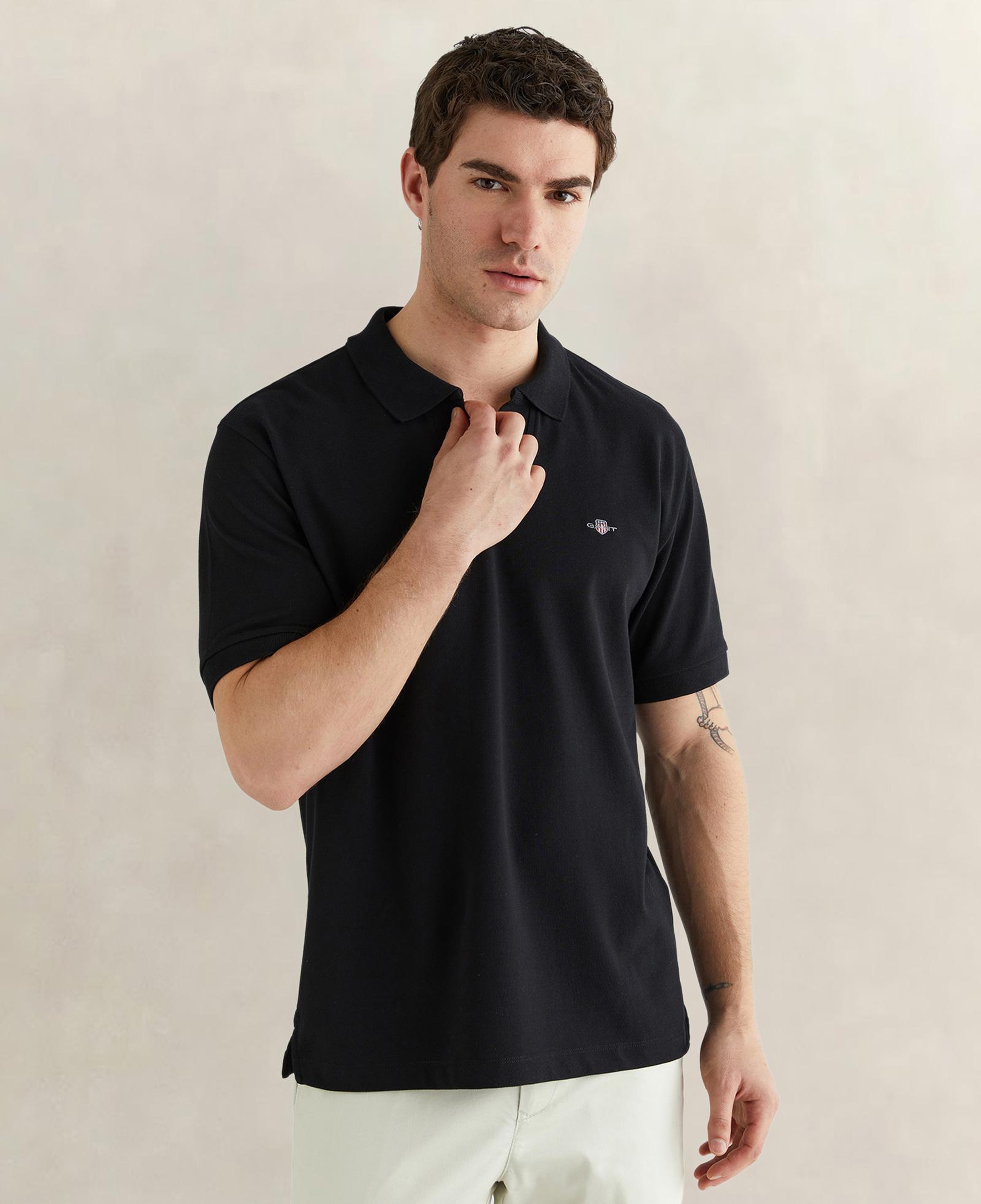 GANT Erkek Siyah Regular Fit Logolu Polo Yaka T-Shirt