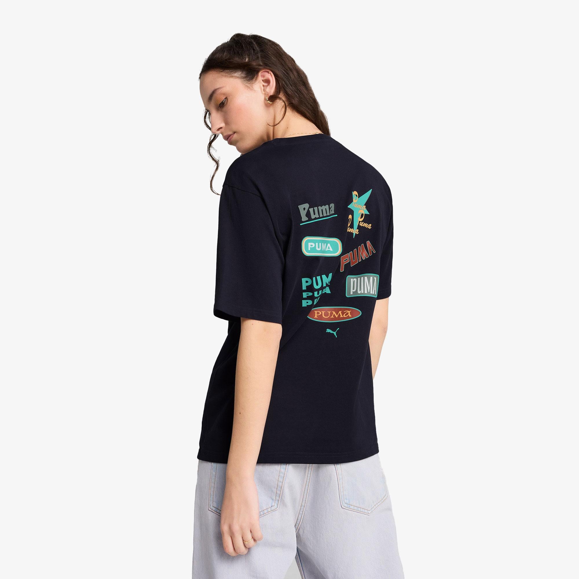 Puma Wardrobe Ess Graphic Kadın Lacivert T-Shirt