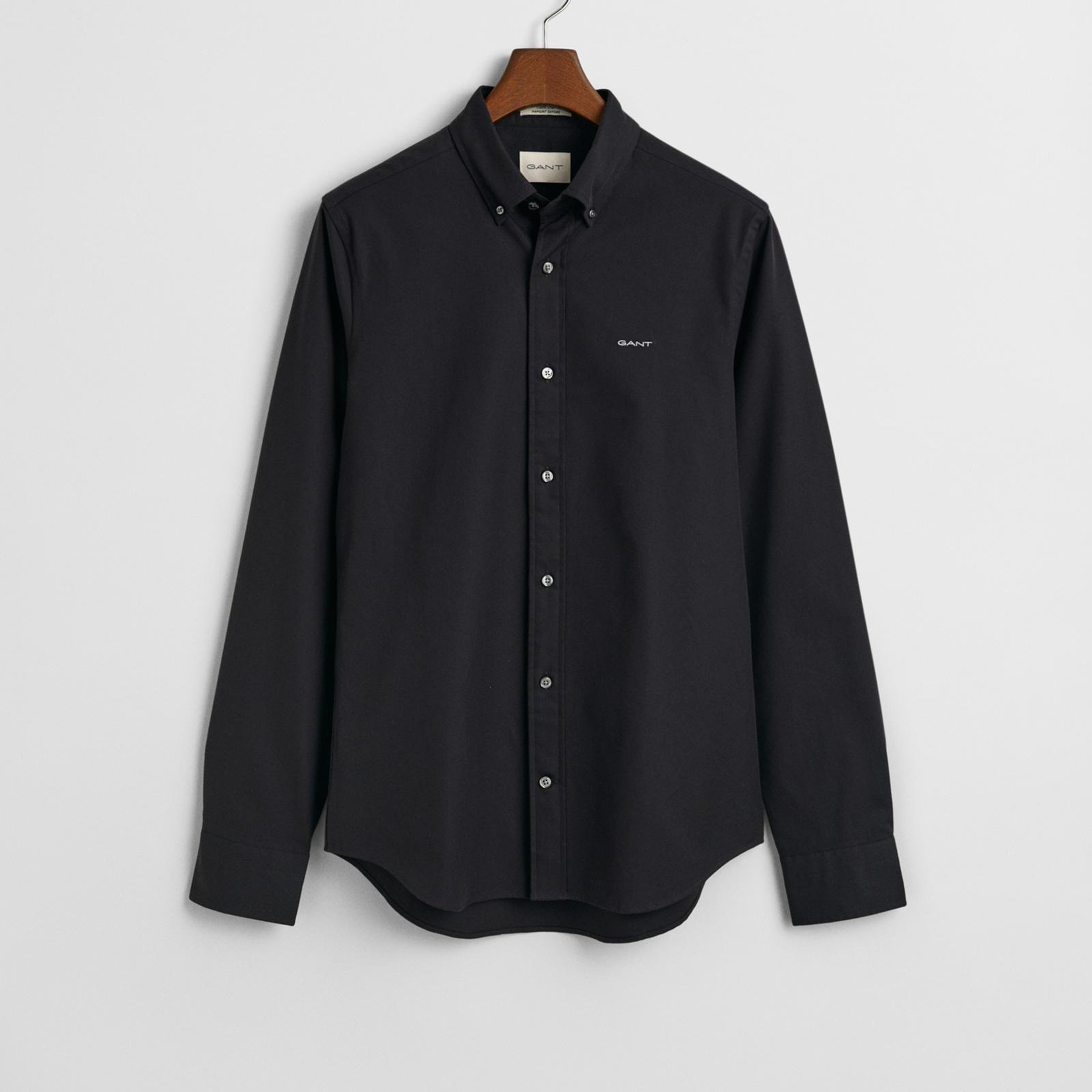 GANT Erkek Siyah Slim Fit Düğmeli Yaka Oxford Gömlek