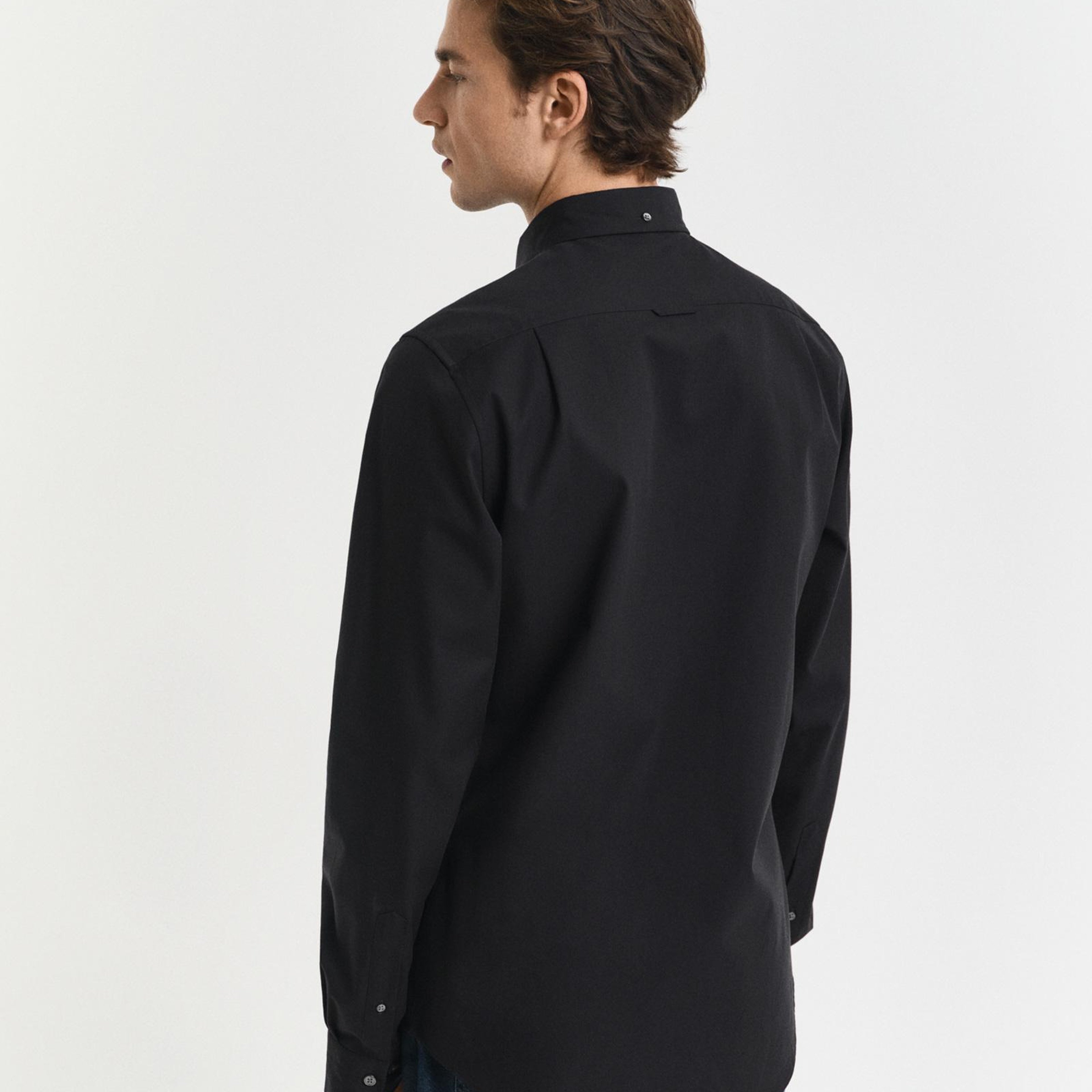 GANT Erkek Siyah Slim Fit Düğmeli Yaka Oxford Gömlek