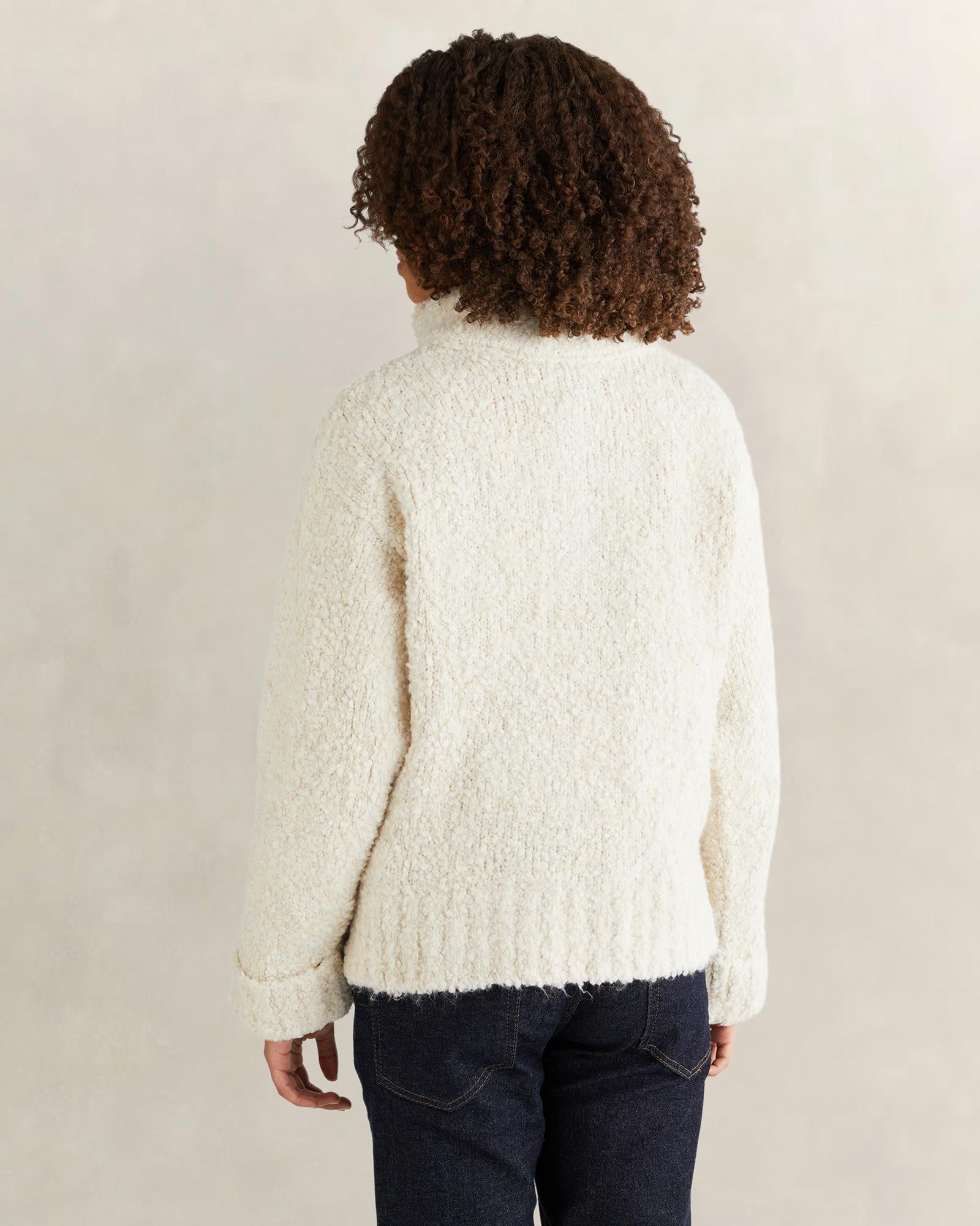 GANT Kadın Krem Relaxed Fit Yarım Fermuarlı Triko