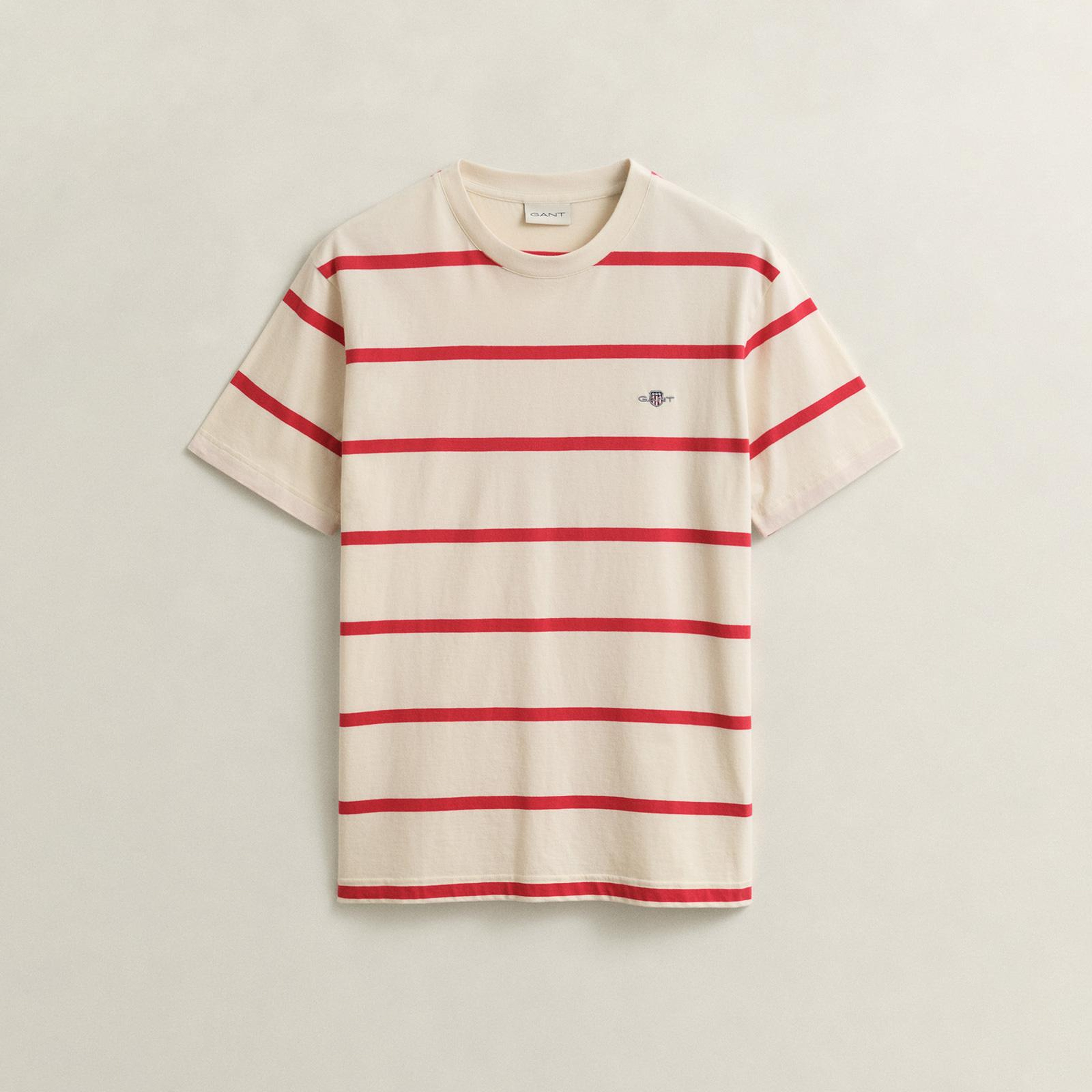 GANT Erkek Krem Renk Bloklu Kısa Kollu Logolu T-Shirt