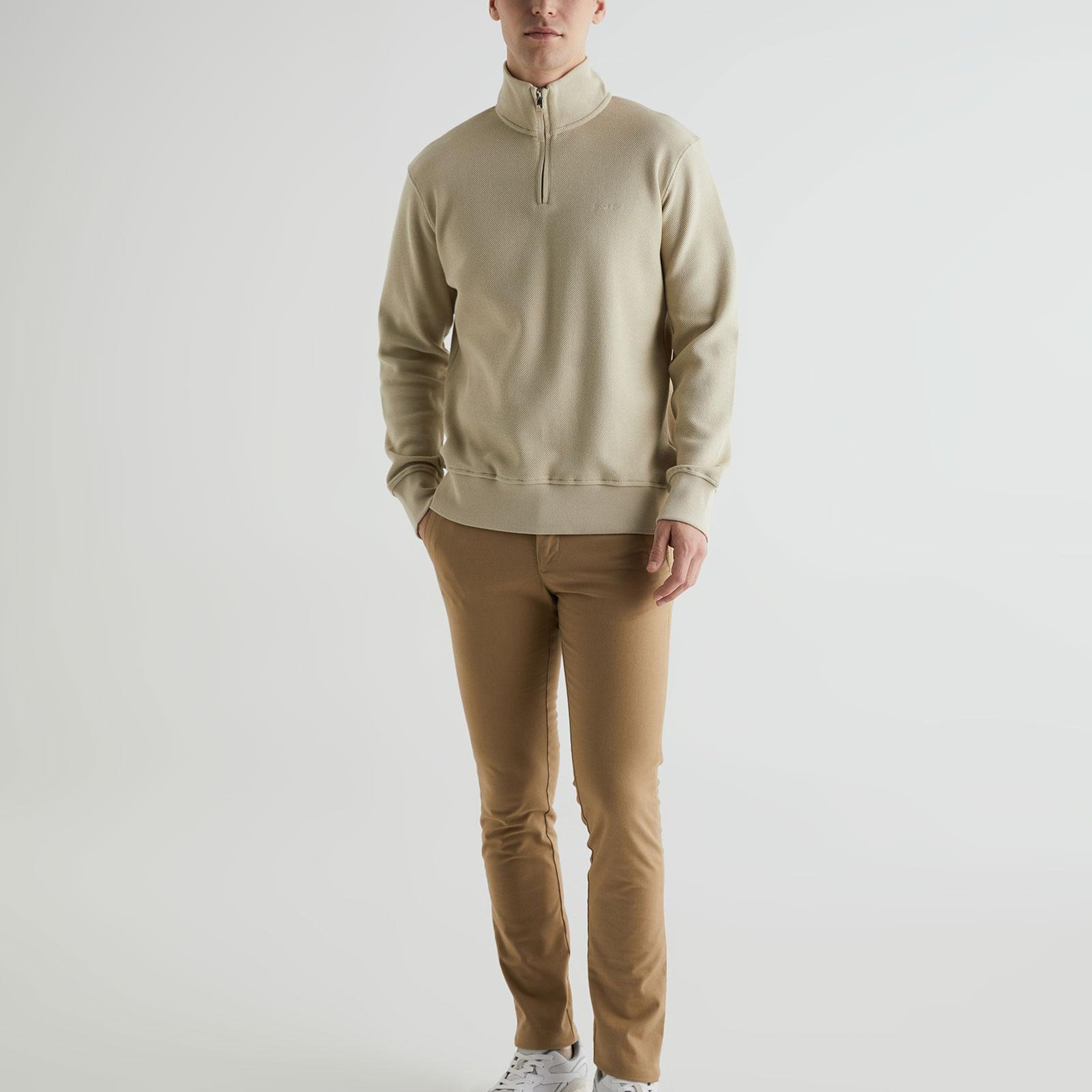 GANT Erkek Bej Regular Fit Yarım Fermuarlı Sweatshirt