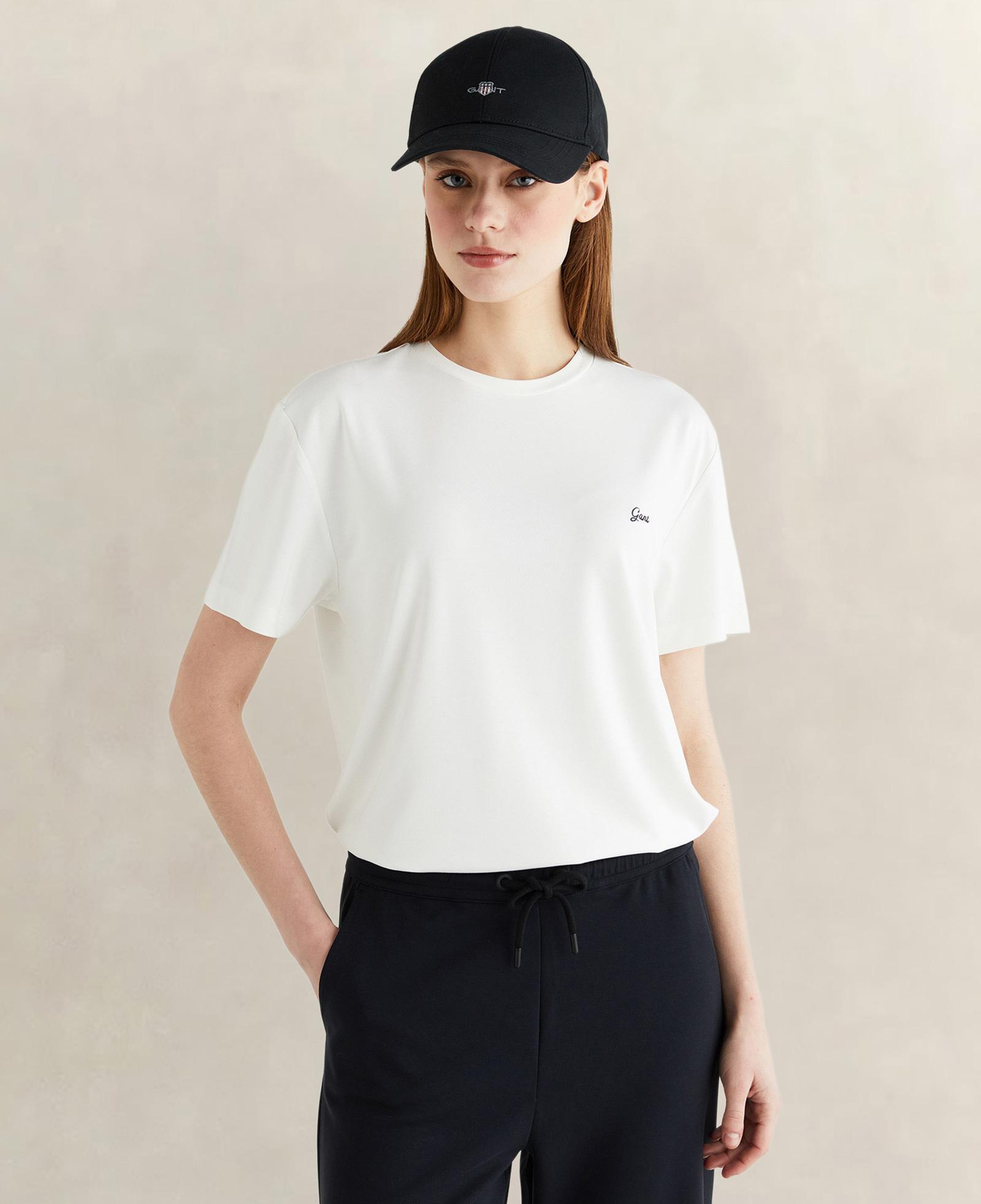 GANT Kadın Beyaz Bisiklet Yaka Regular Fit T-Shirt
