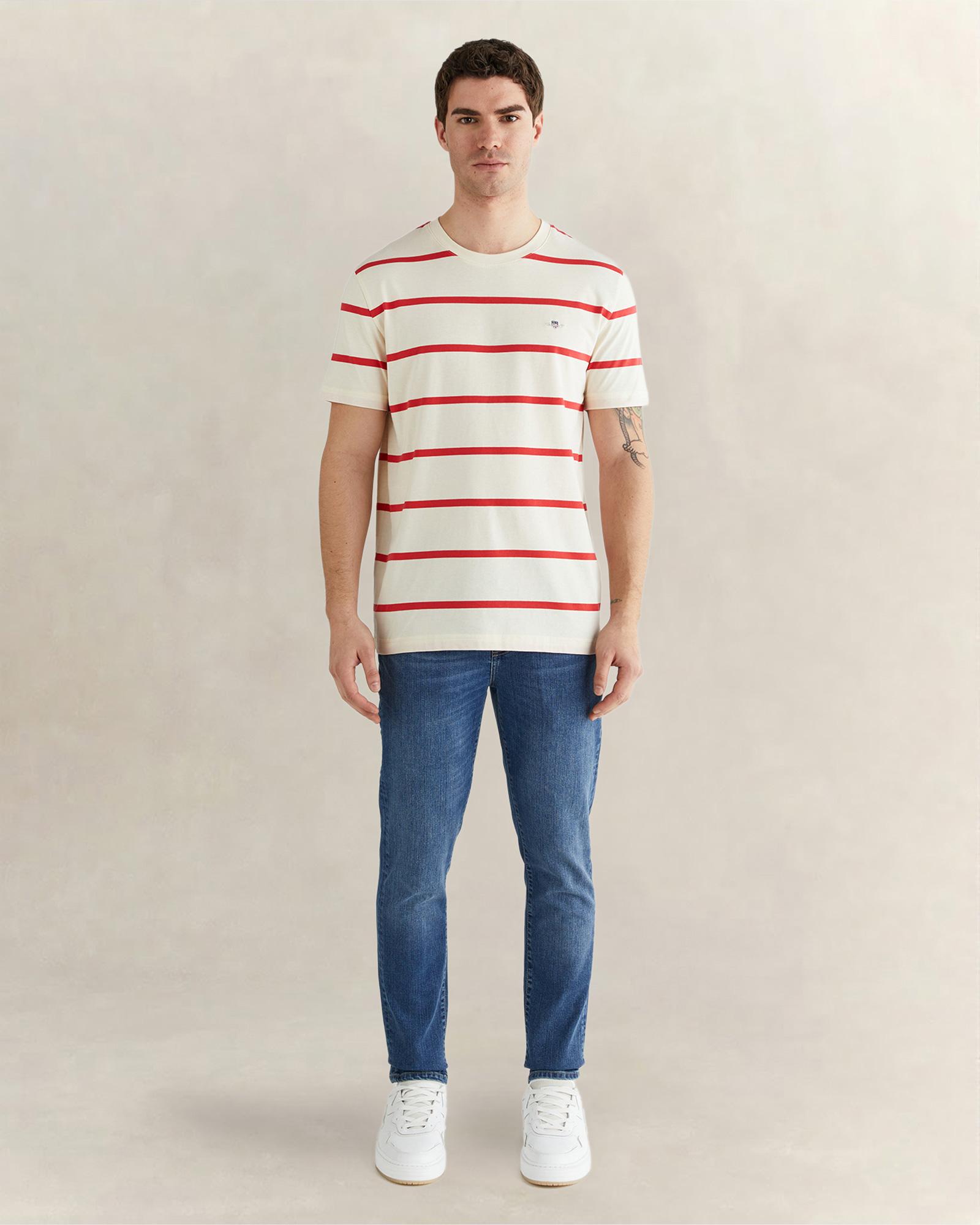 GANT Erkek Krem Renk Bloklu Kısa Kollu Logolu T-Shirt