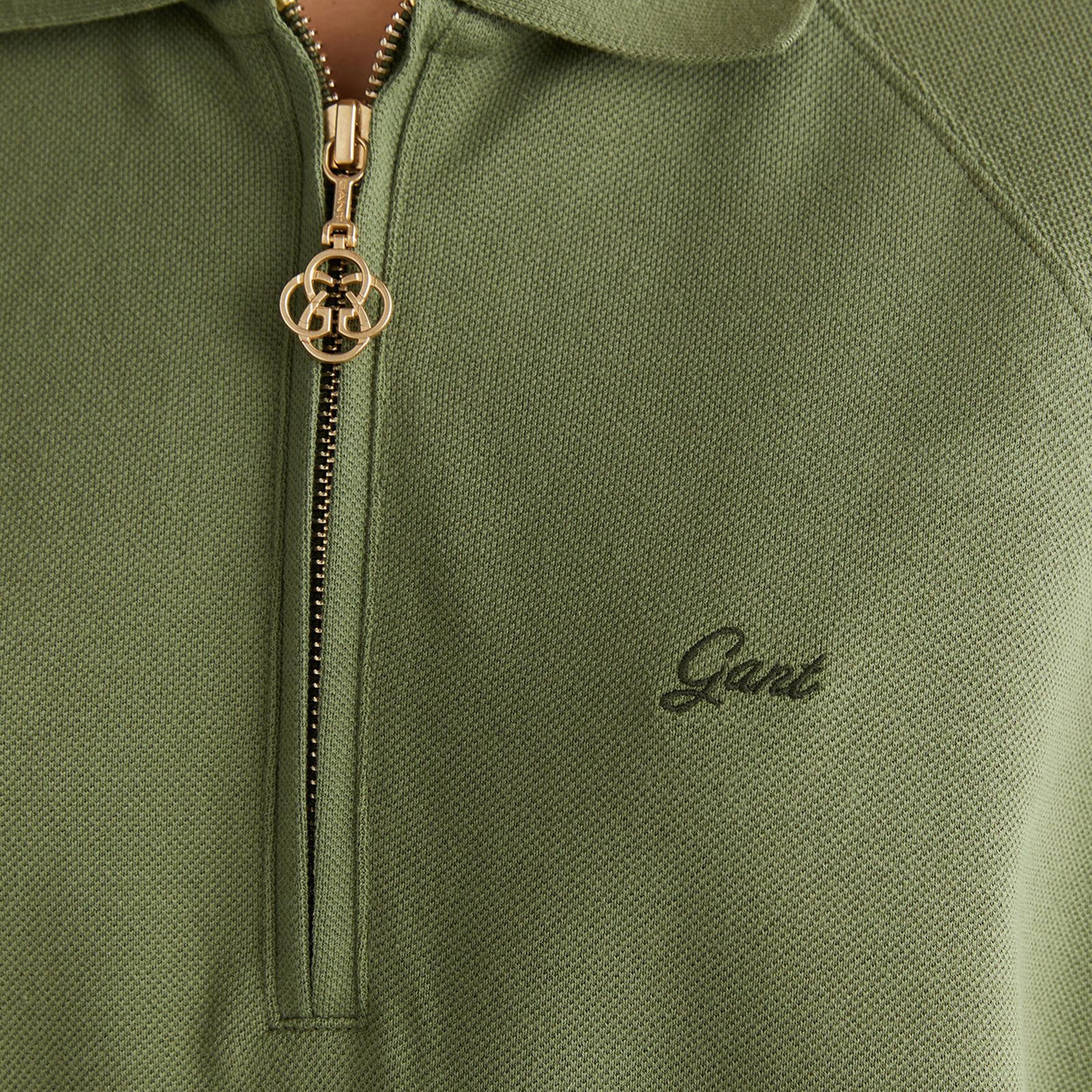 GANT Kadın Yeşil Regular Fit Yarım Fermuarlı Polo Yaka T-Shirt