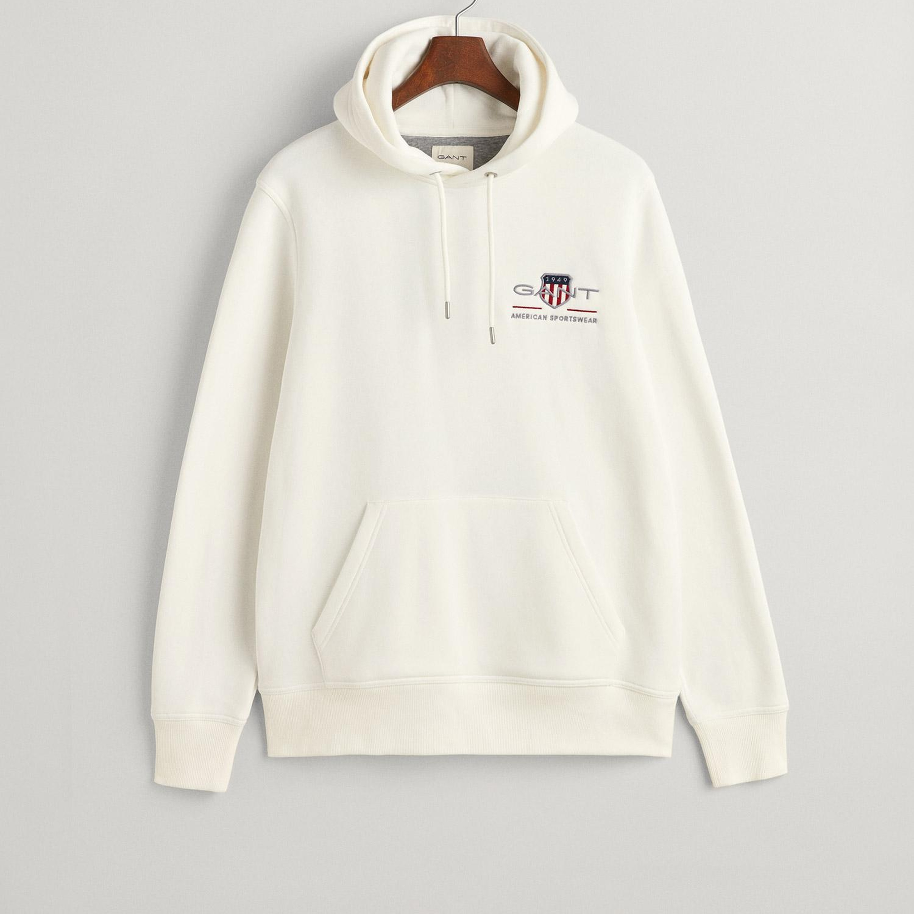 GANT Erkek Krem Regular Fit Kapüşonlu Logolu Sweatshirt