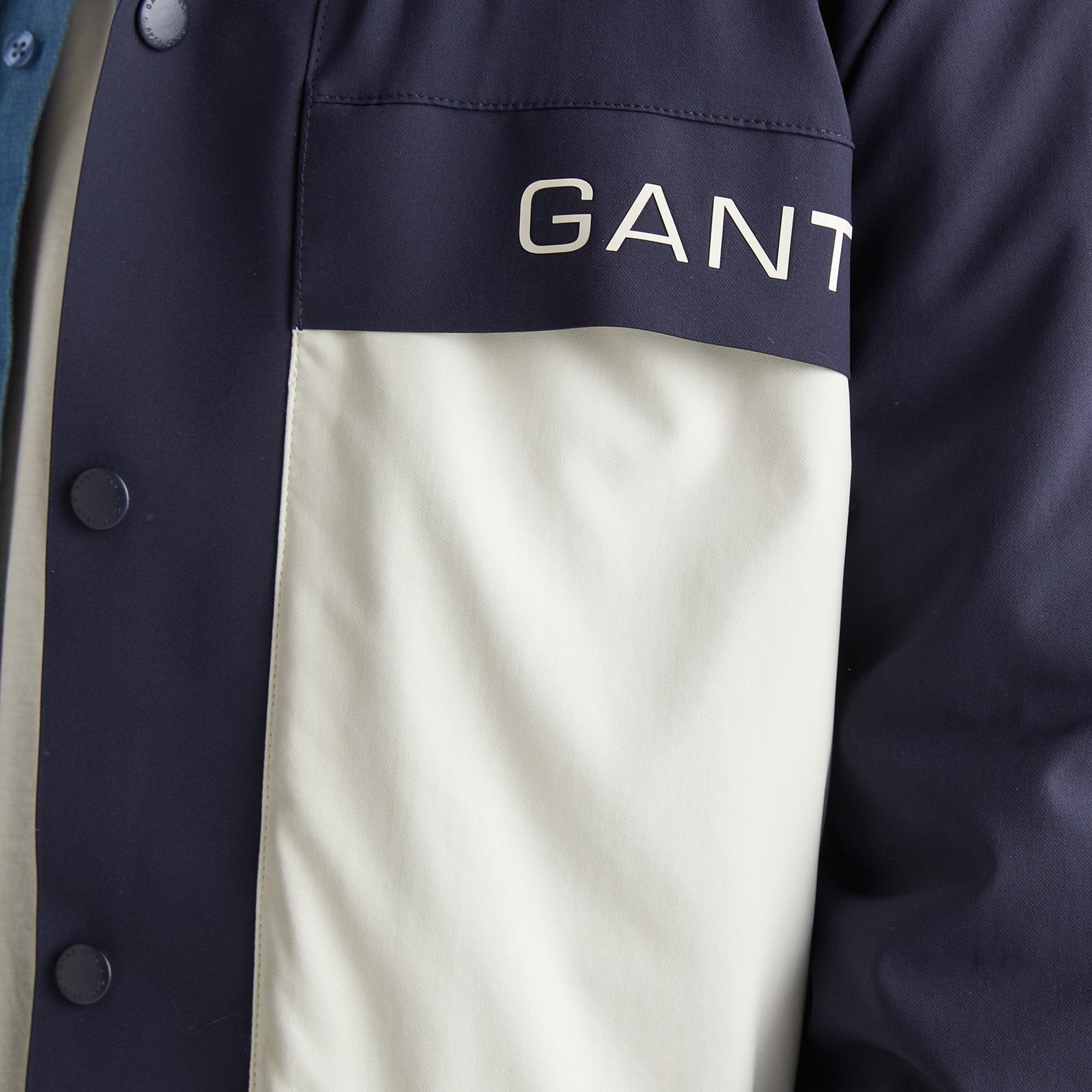 GANT Erkek Krem Regular Fit Dik Yaka Renk Bloklu Ceket