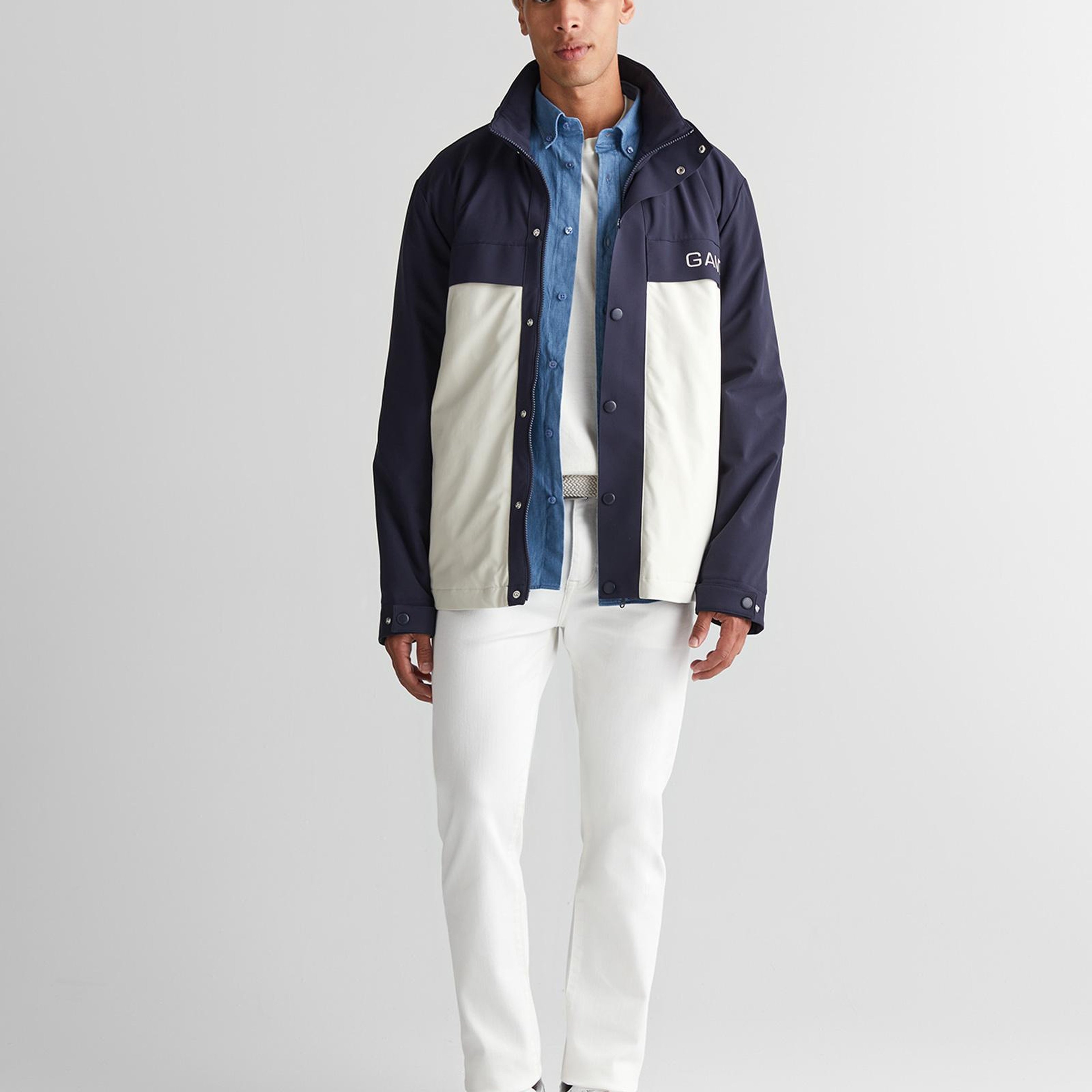GANT Erkek Krem Regular Fit Dik Yaka Renk Bloklu Ceket