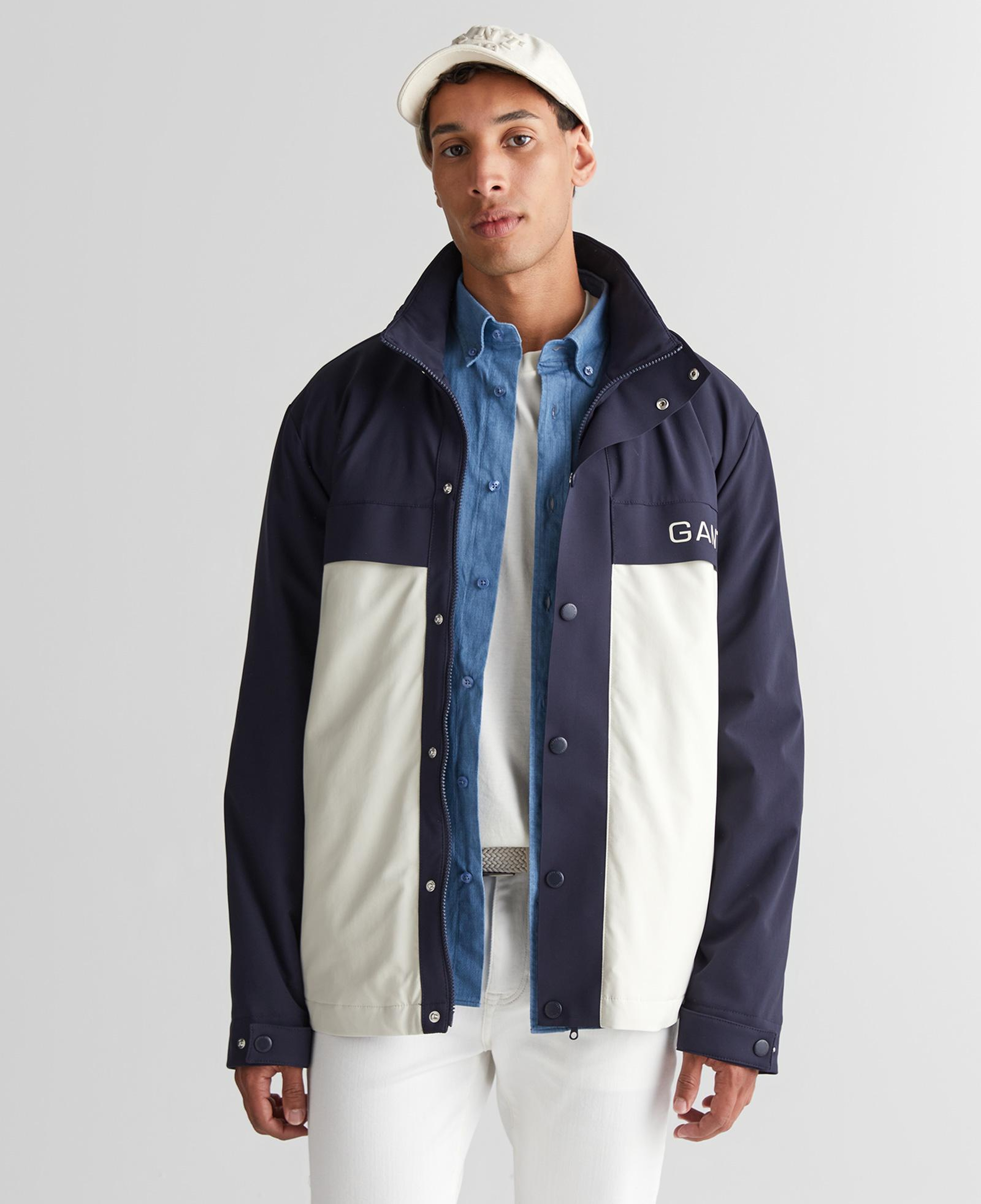 GANT Erkek Krem Regular Fit Dik Yaka Renk Bloklu Ceket