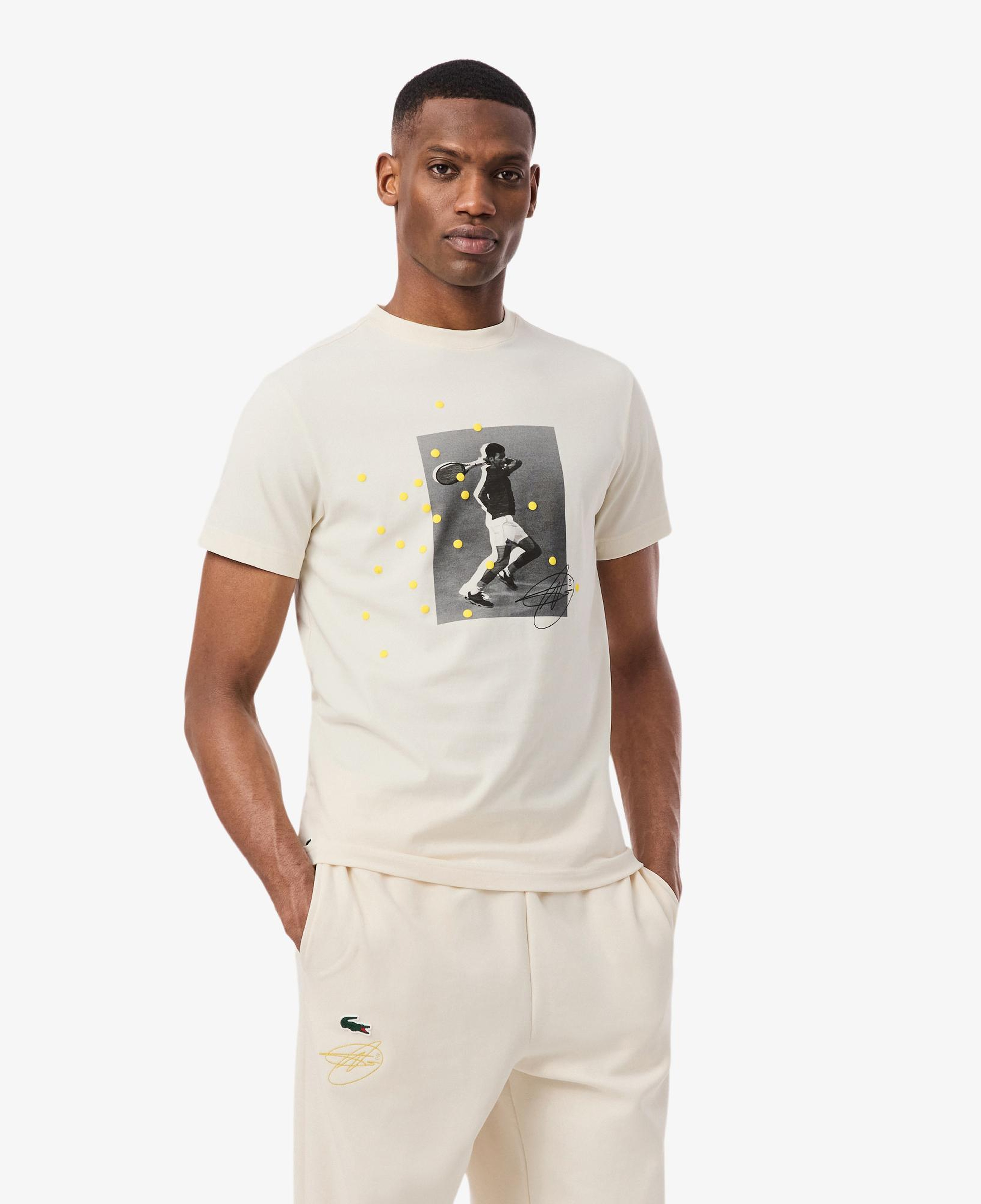 Erkek Regular Fit Bisiklet Yaka Baskılı Krem T-Shirt