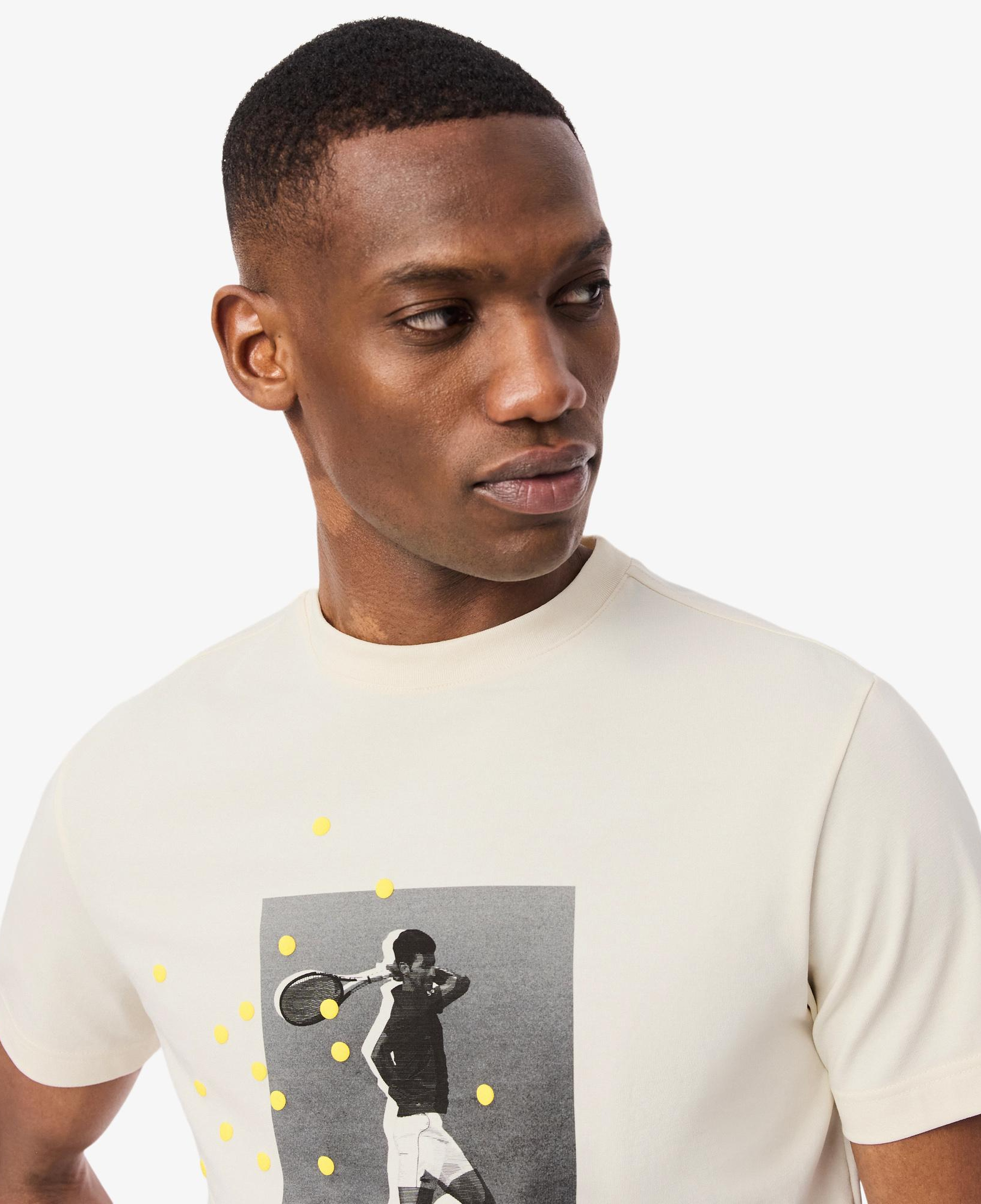 Erkek Regular Fit Bisiklet Yaka Baskılı Krem T-Shirt
