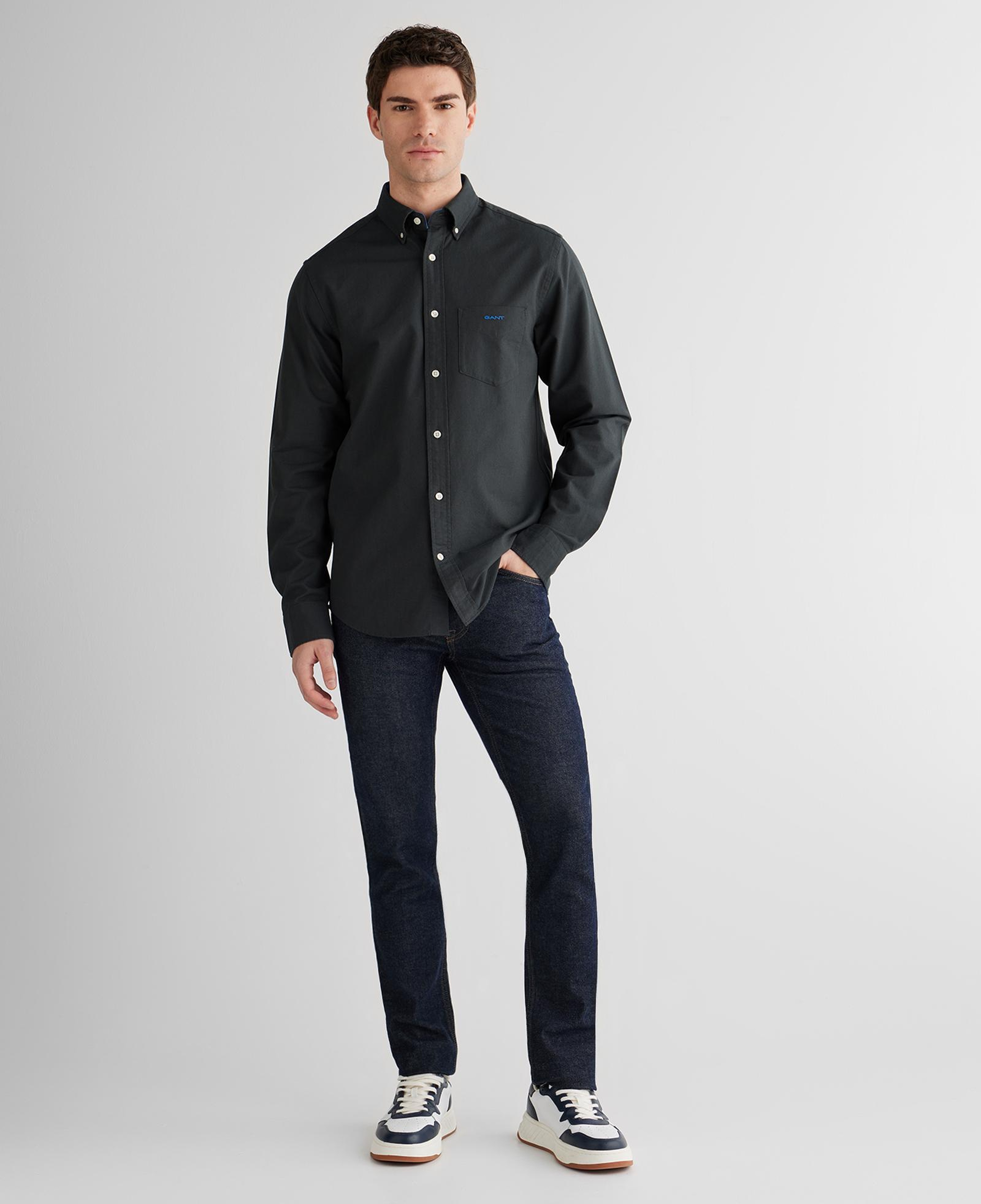 GANT Erkek Siyah Regular Fit Oxford Gömlek