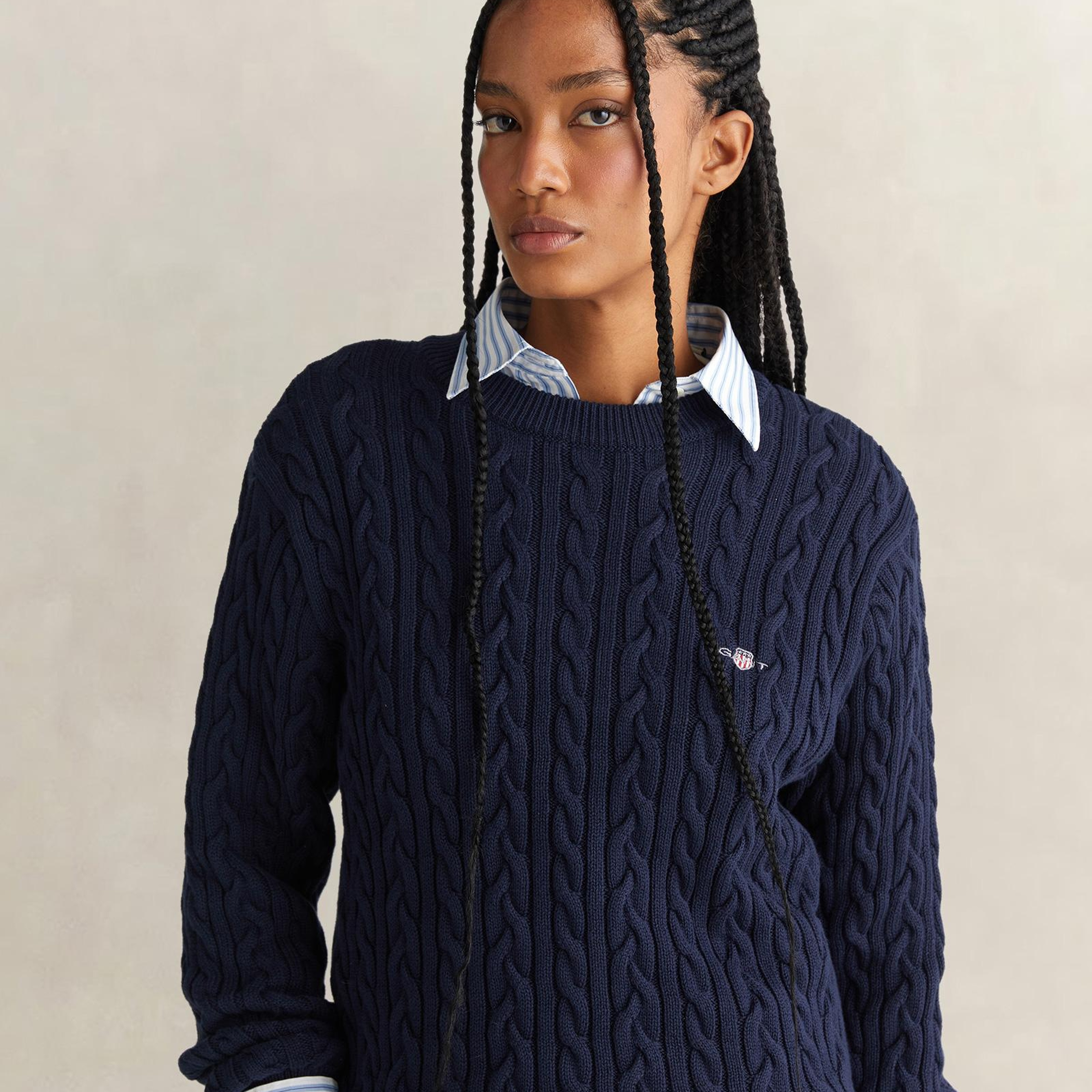 GANT Kadın Lacivert Relaxed Fit Bisiklet Yaka Triko