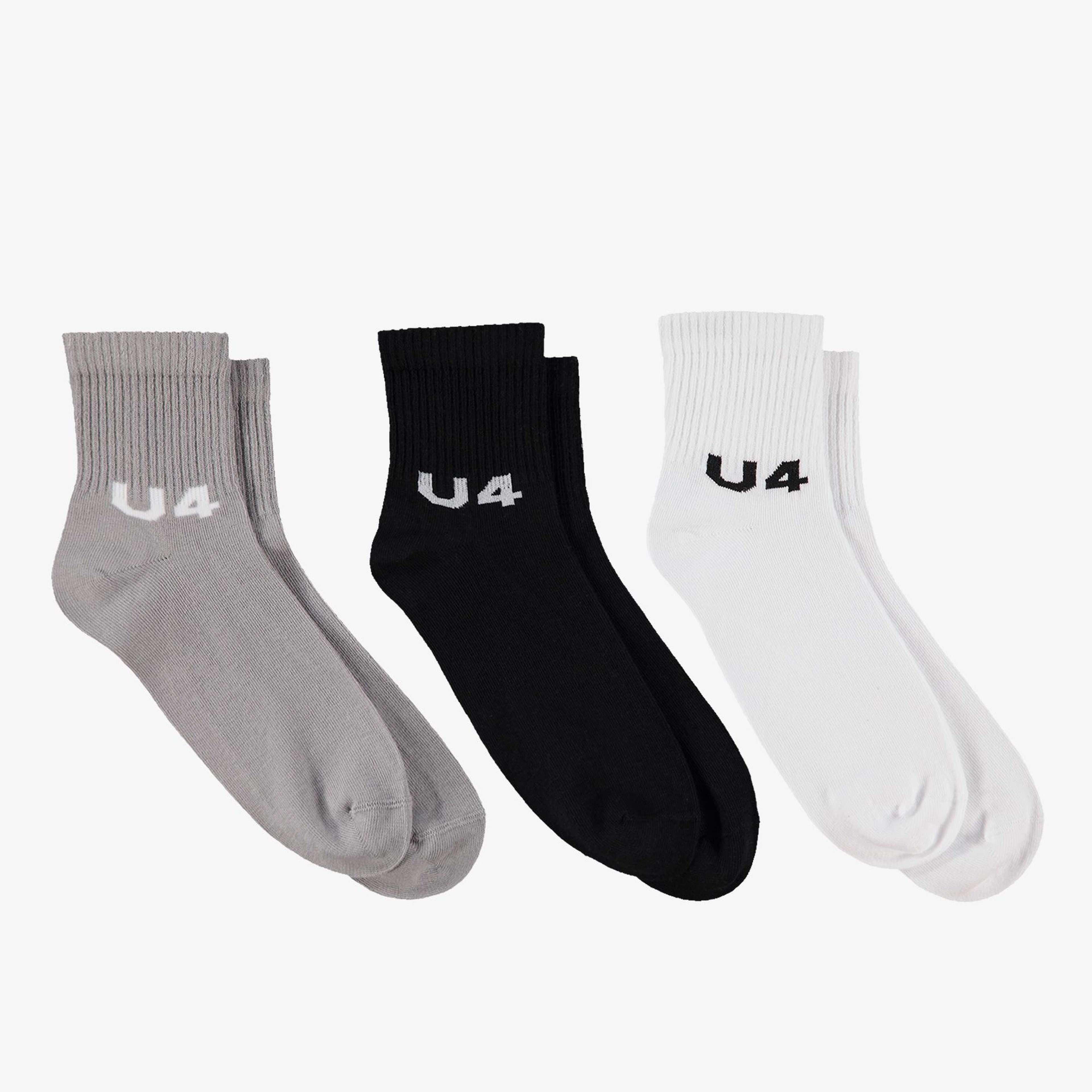 UNITED4 Street Essentials 3'lü Unisex Siyah Çorap