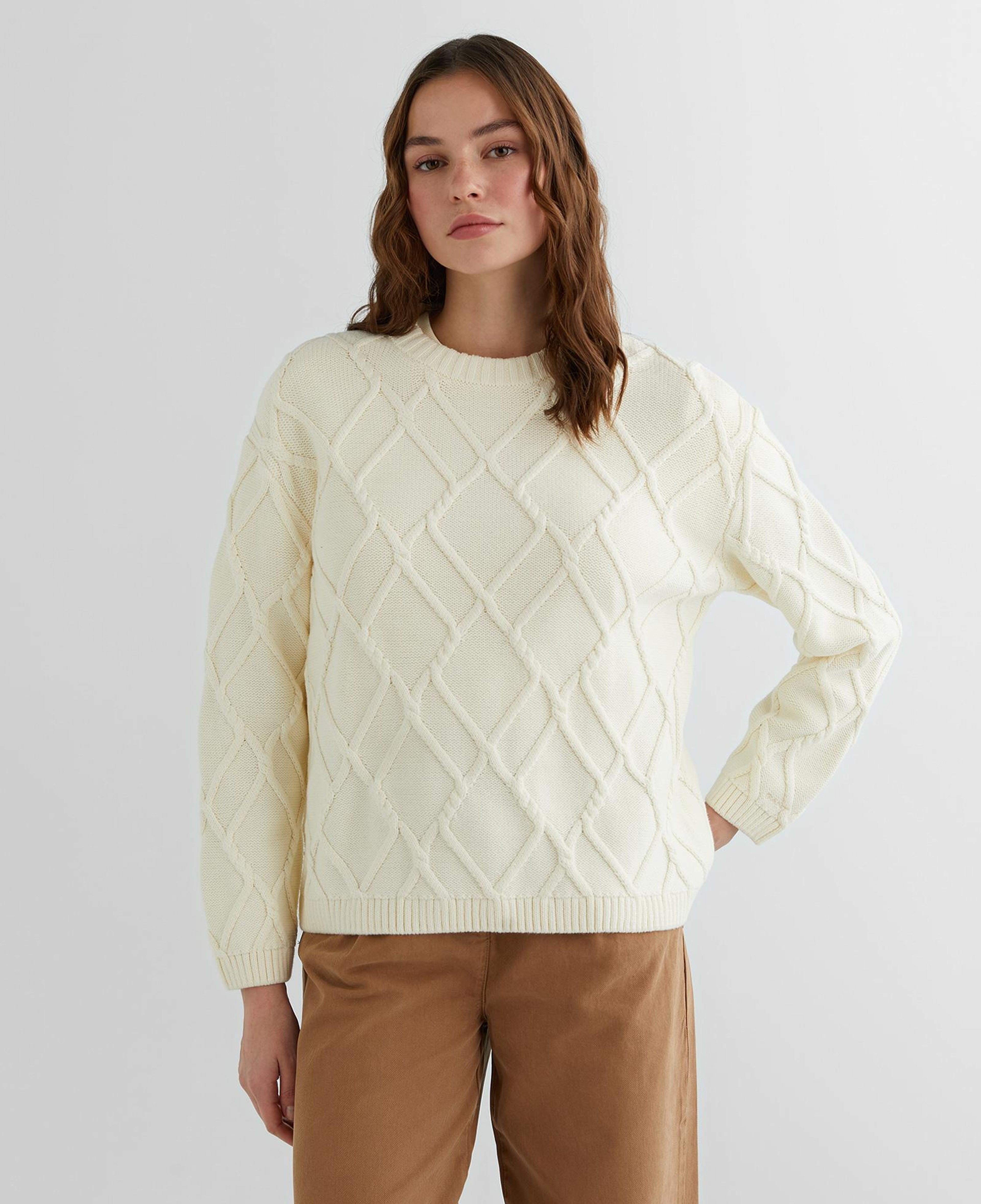 GANT Kadın Krem Relaxed Fit Bisiklet Yaka Kazak