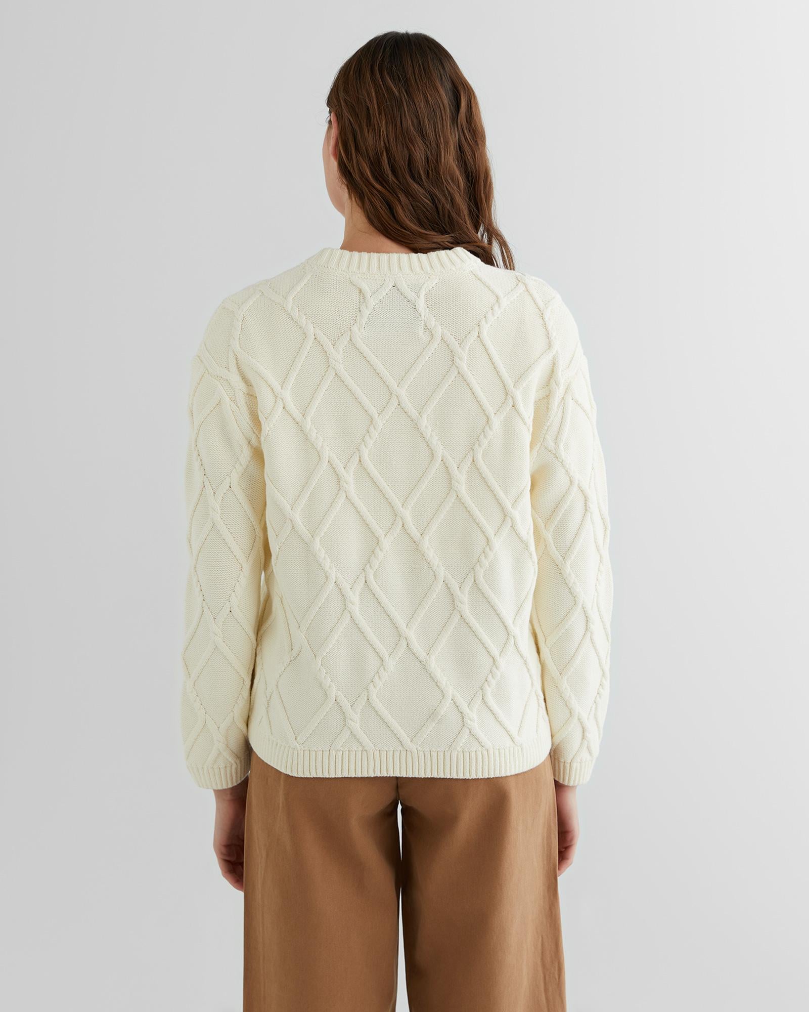 GANT Kadın Krem Relaxed Fit Bisiklet Yaka Kazak