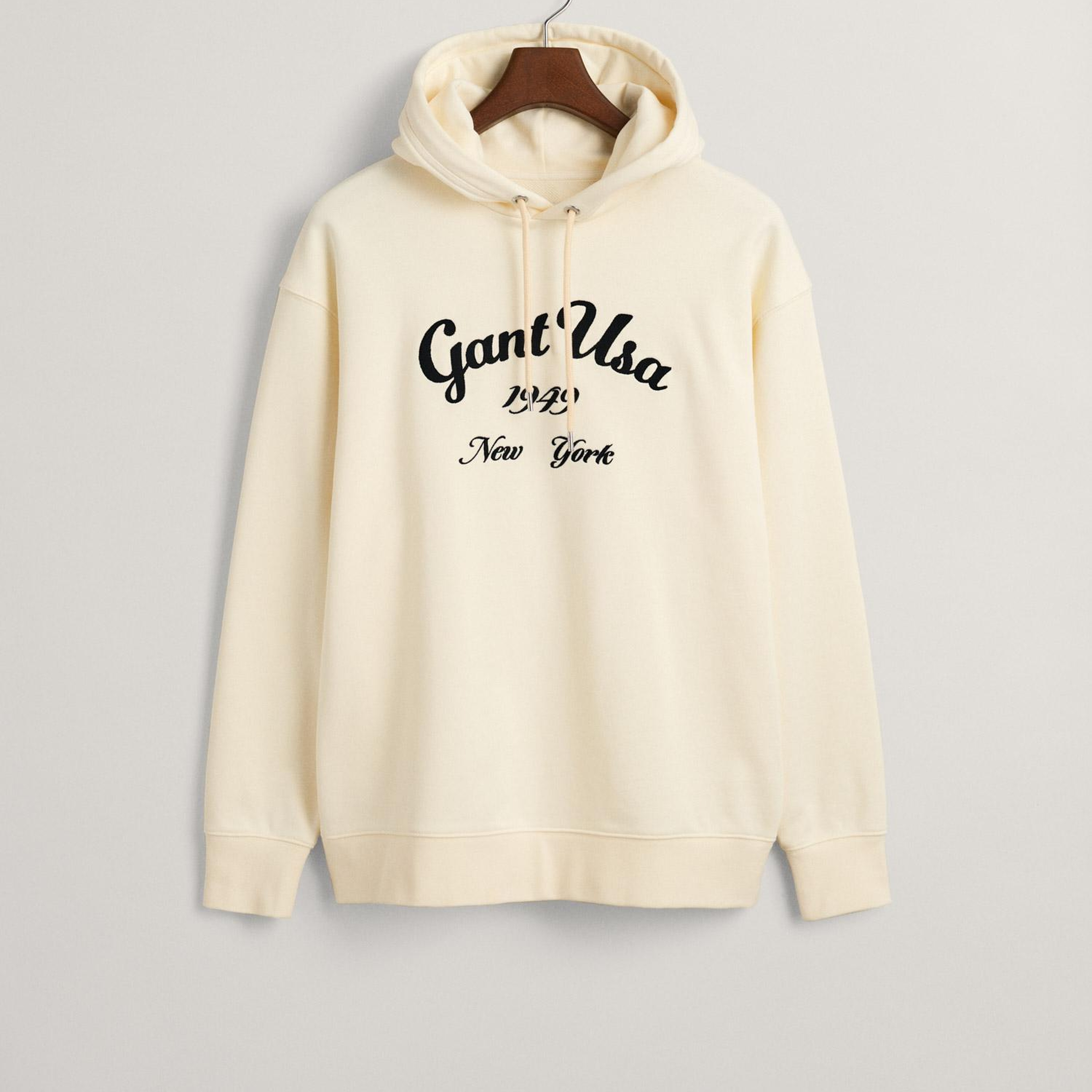 GANT Erkek Krem Relaxed Fit Kapüşonlu Logolu Sweatshirt