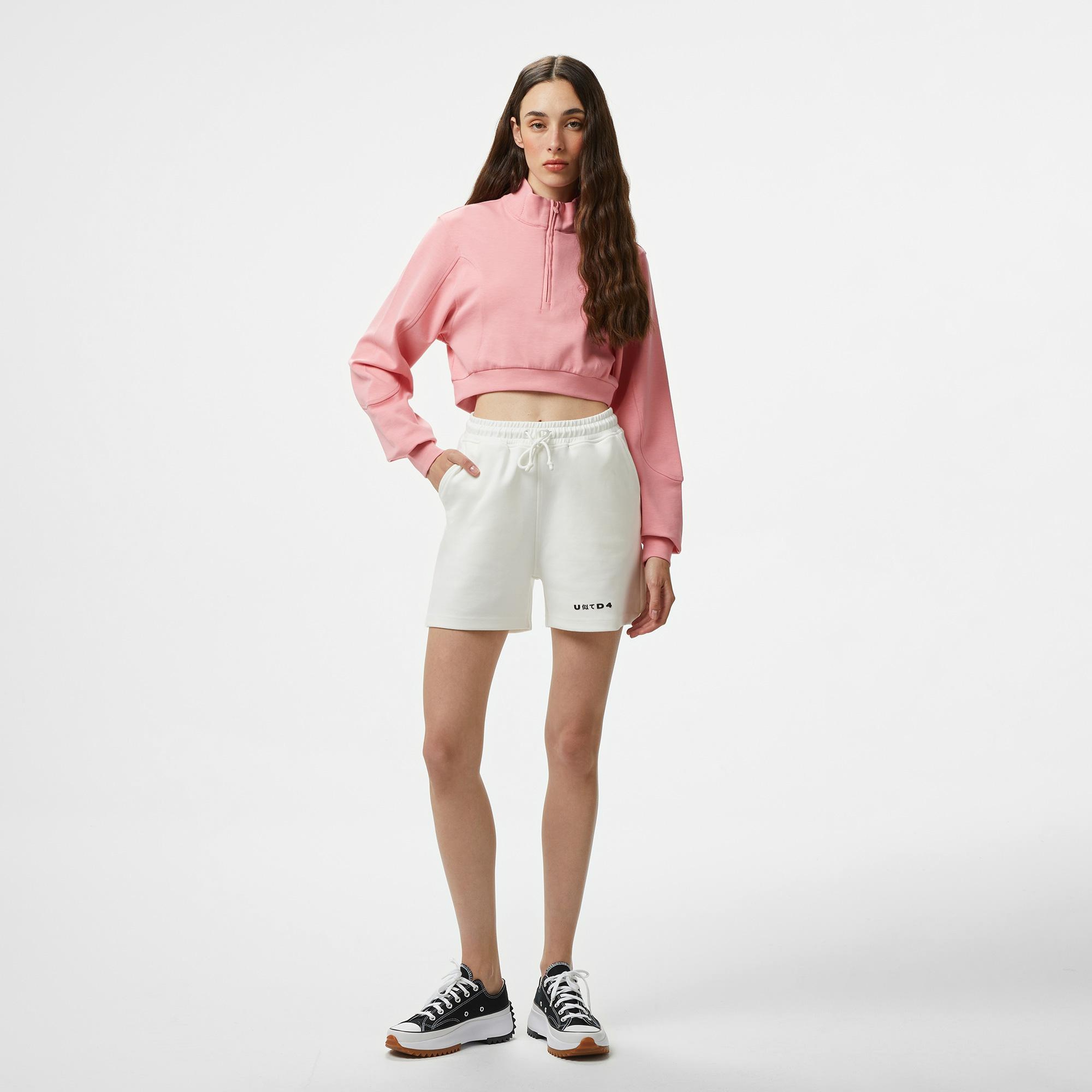 UNITED4 Örme Crop Kadın Pembe Sweatshirt