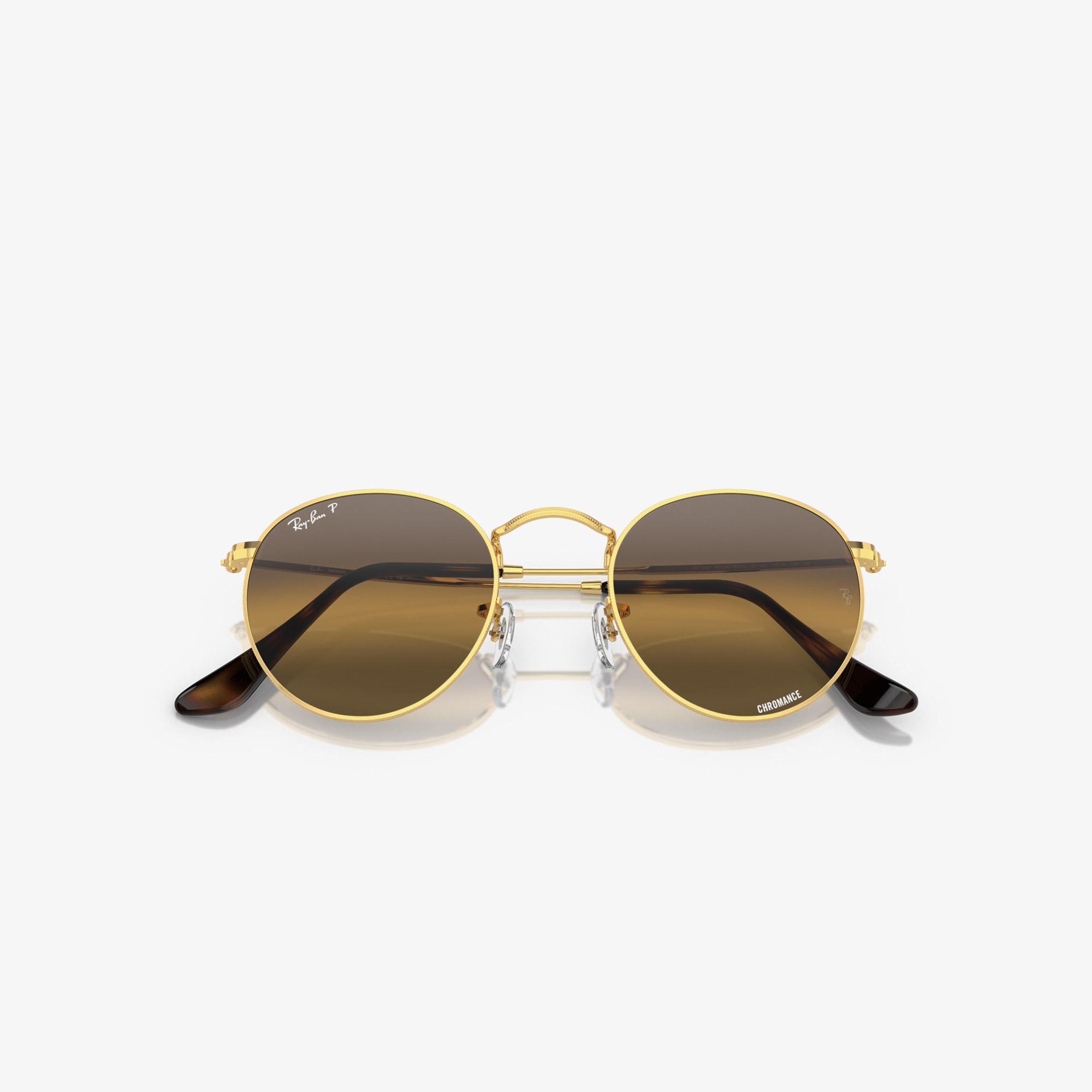 Ray-Ban Round Metal Polarized Erkek Sarı Güneş Gözlüğü
