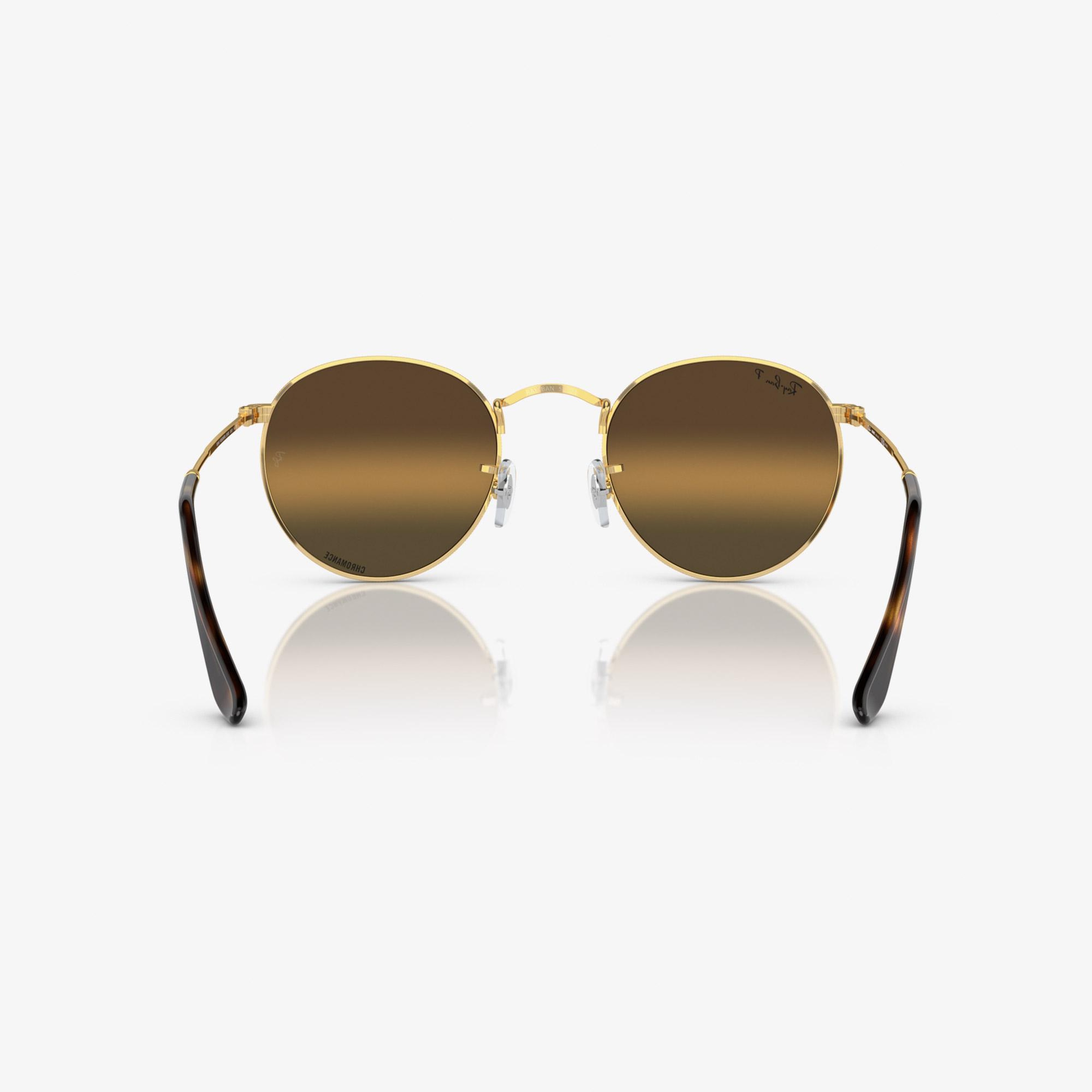 Ray-Ban Round Metal Polarized Erkek Sarı Güneş Gözlüğü
