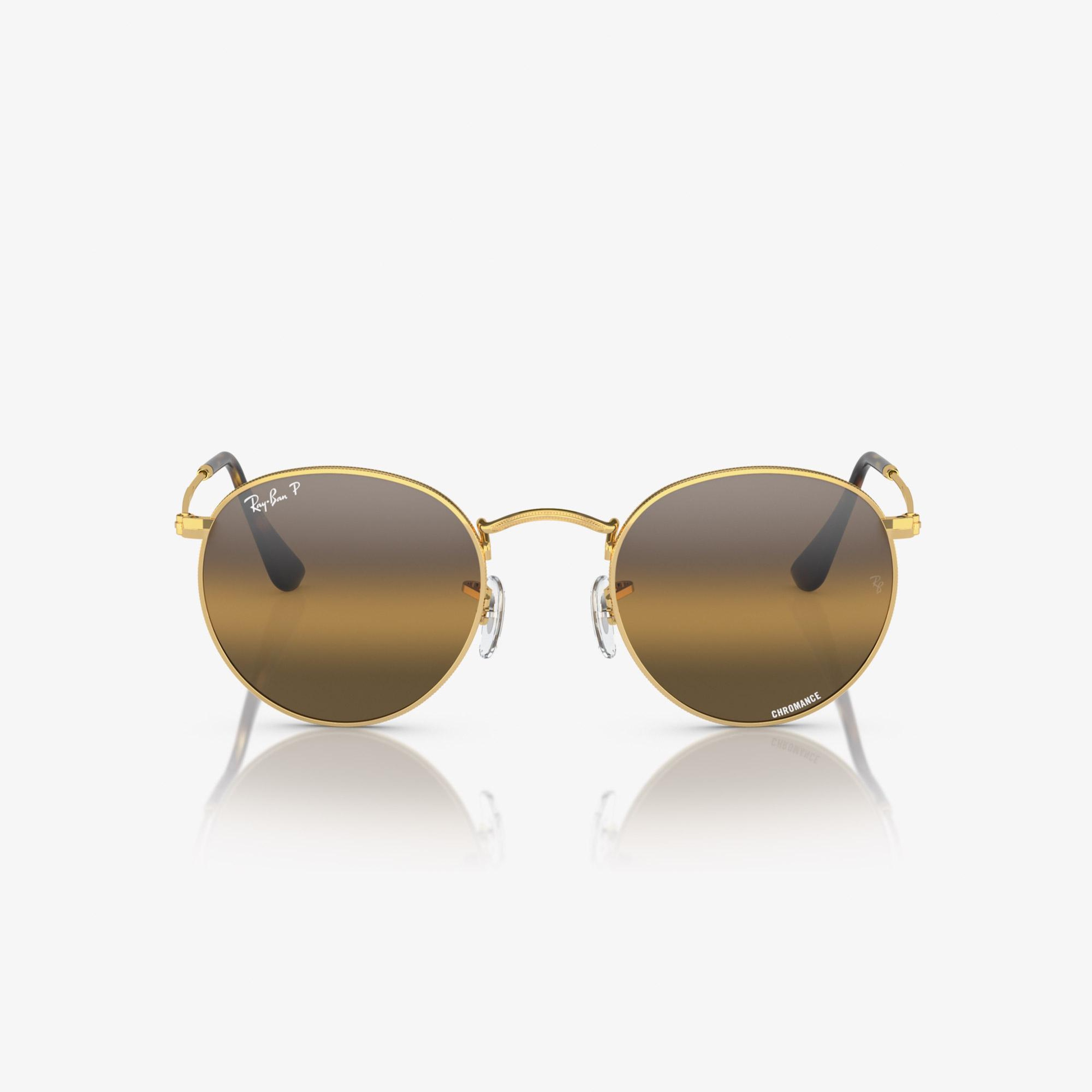 Ray-Ban Round Metal Polarized Erkek Sarı Güneş Gözlüğü