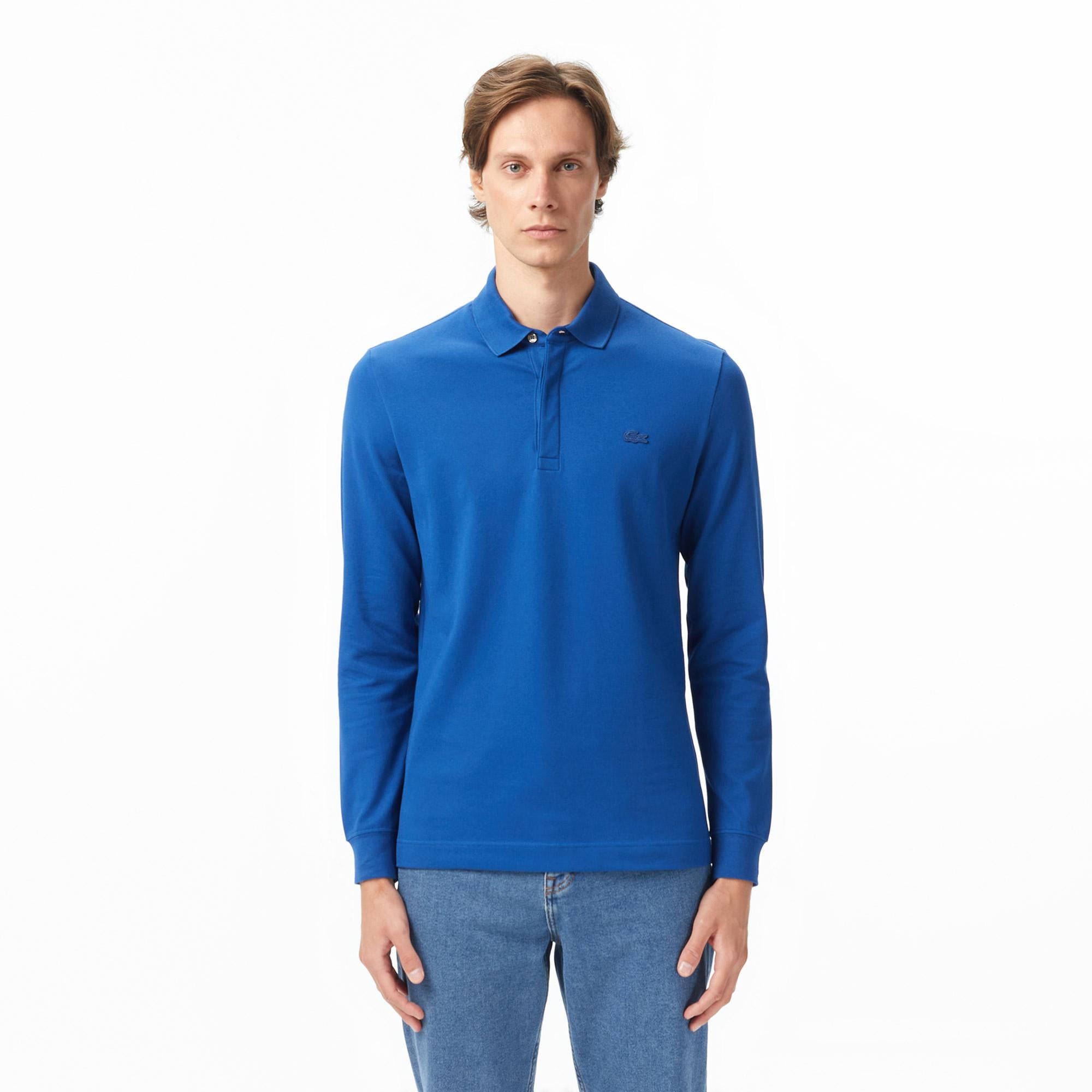 Lacoste Paris Erkek Regular Fit Uzun Kollu Koyu Mavi Polo