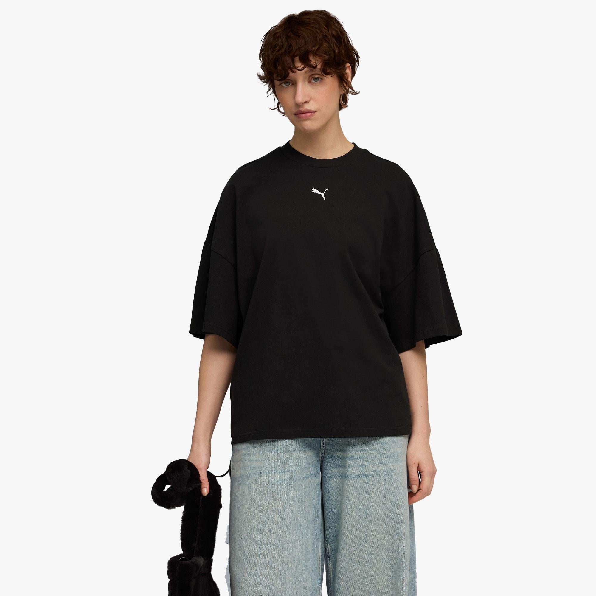 Puma Dare To Oversized Ruched Kadın Siyah T-Shirt