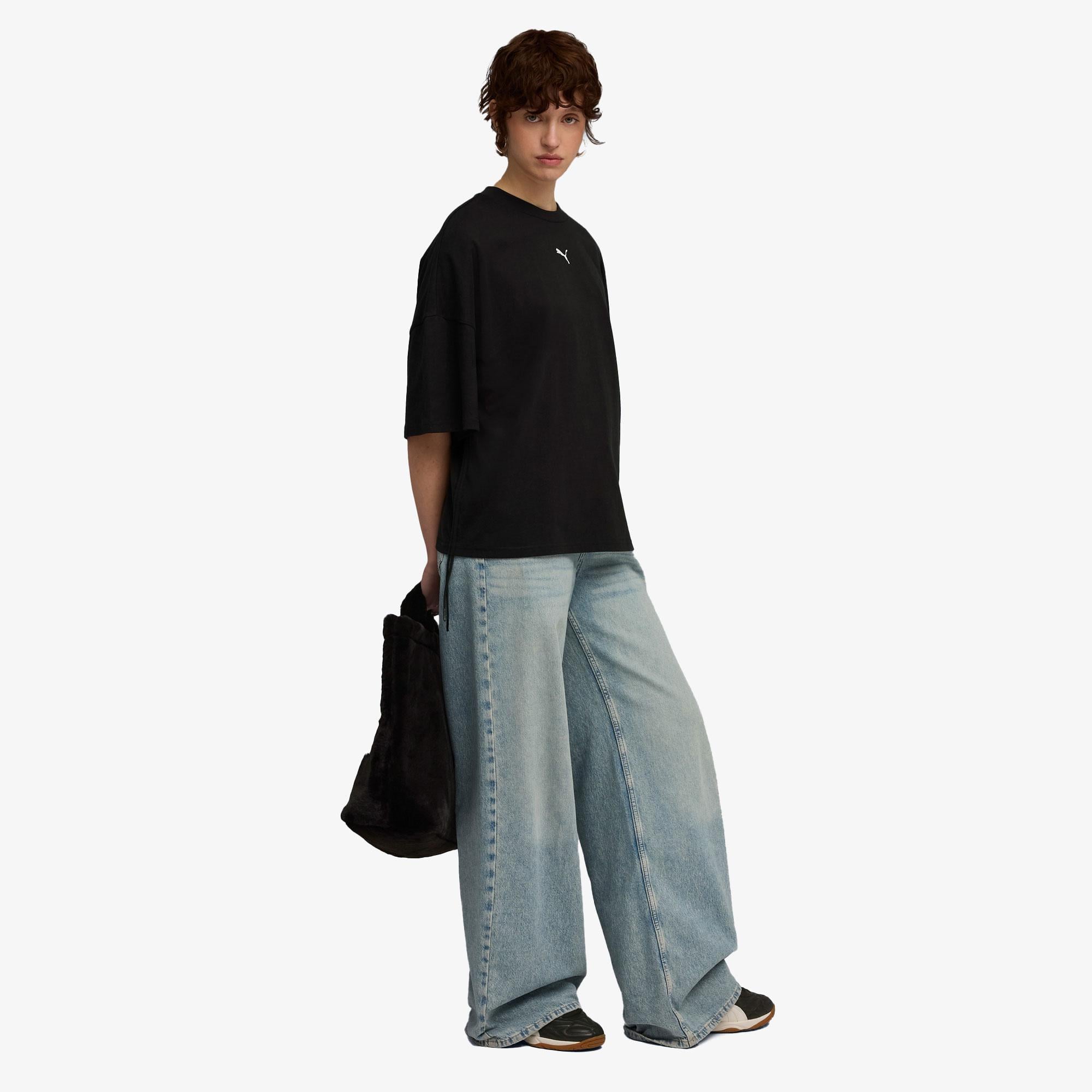 Puma Dare To Oversized Ruched Kadın Siyah T-Shirt