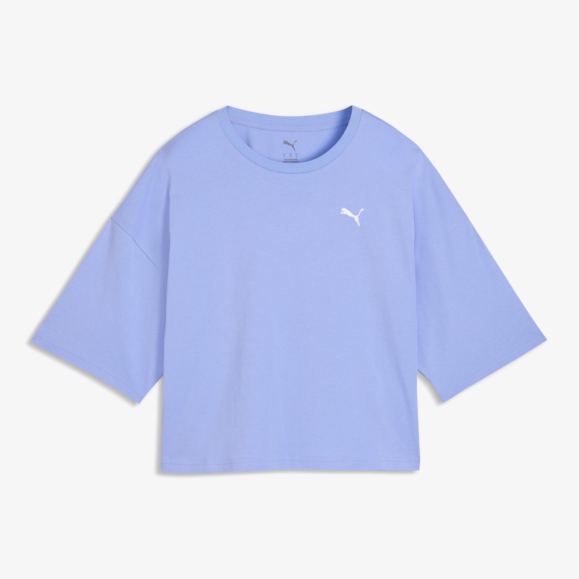 Puma Wardrobe Essentials Oversized Kadın Mor T-Shirt