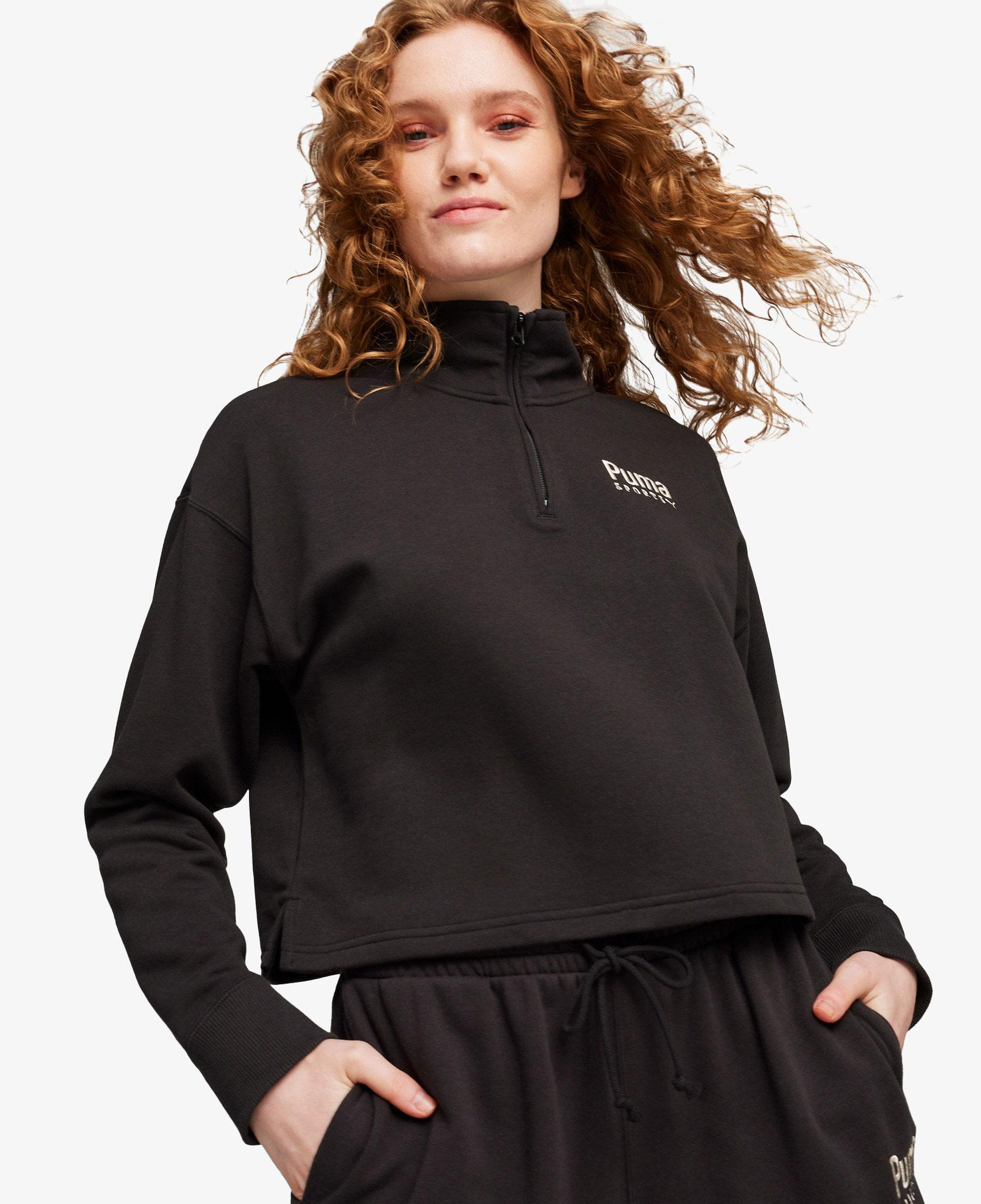Puma Team Half Zip Crew Kadın Bej Sweatshirt