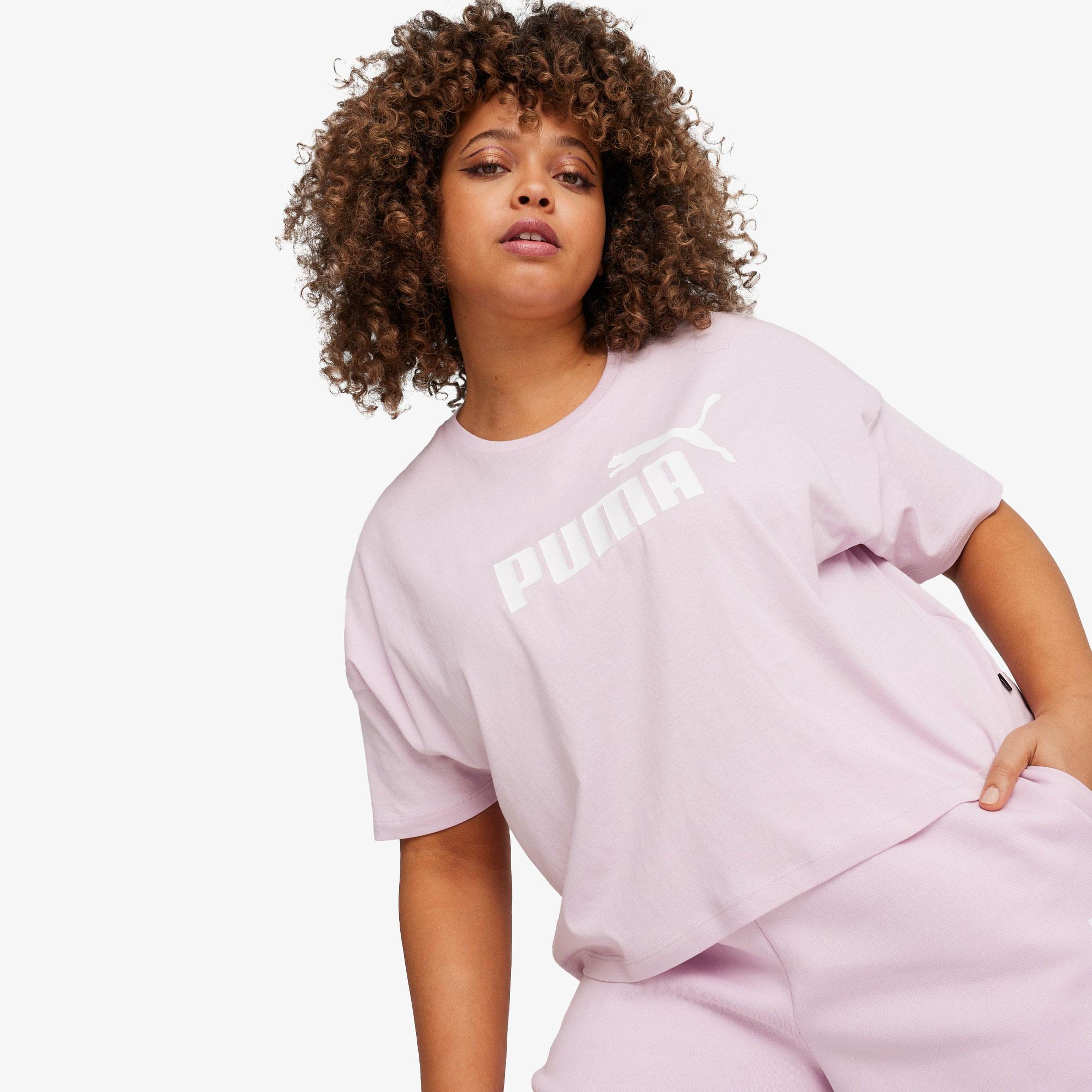 Puma Essentials Cropped Logo Kadın Pembe T-Shirt
