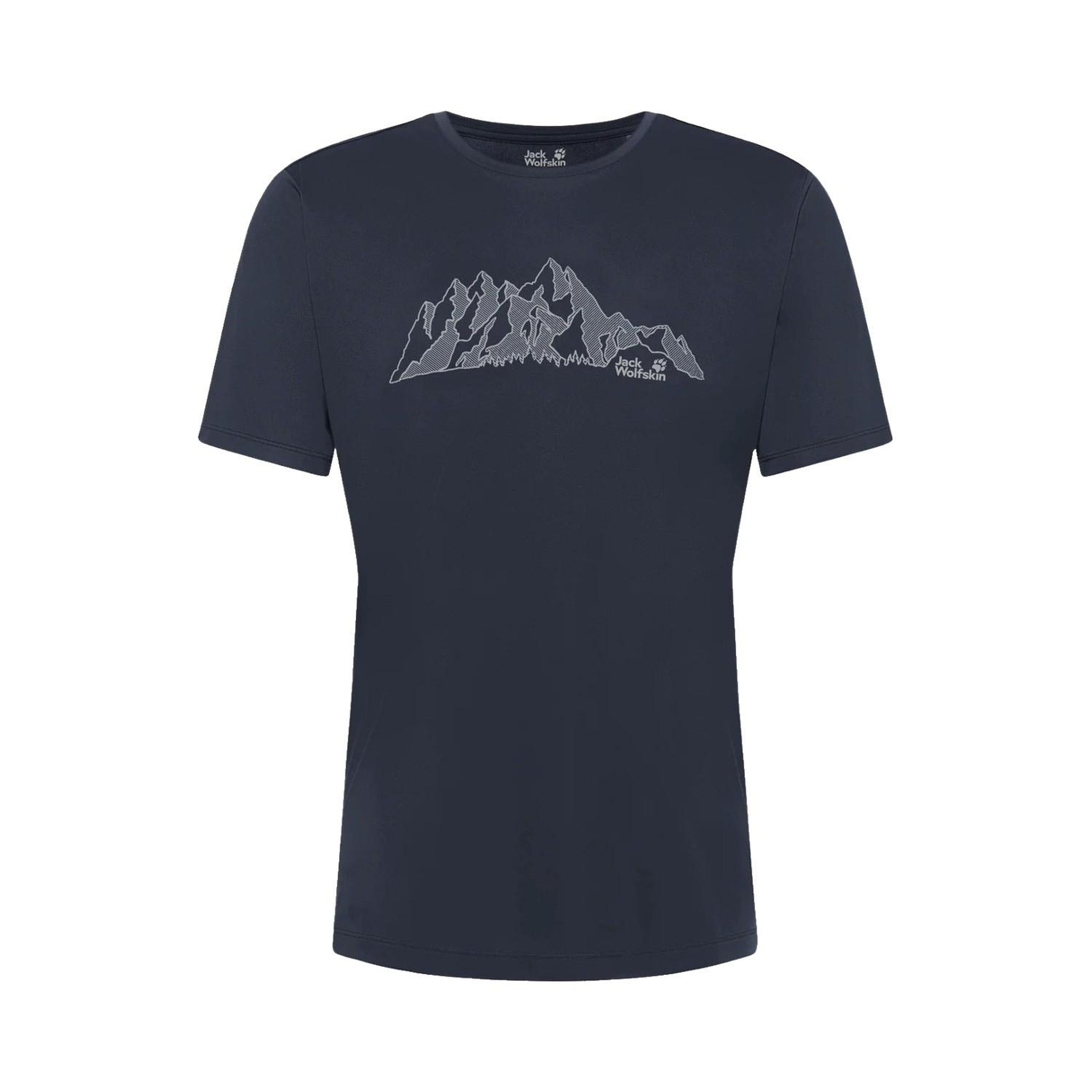 Jack Wolfskin Peak Graphic Erkek Mavi Tişört