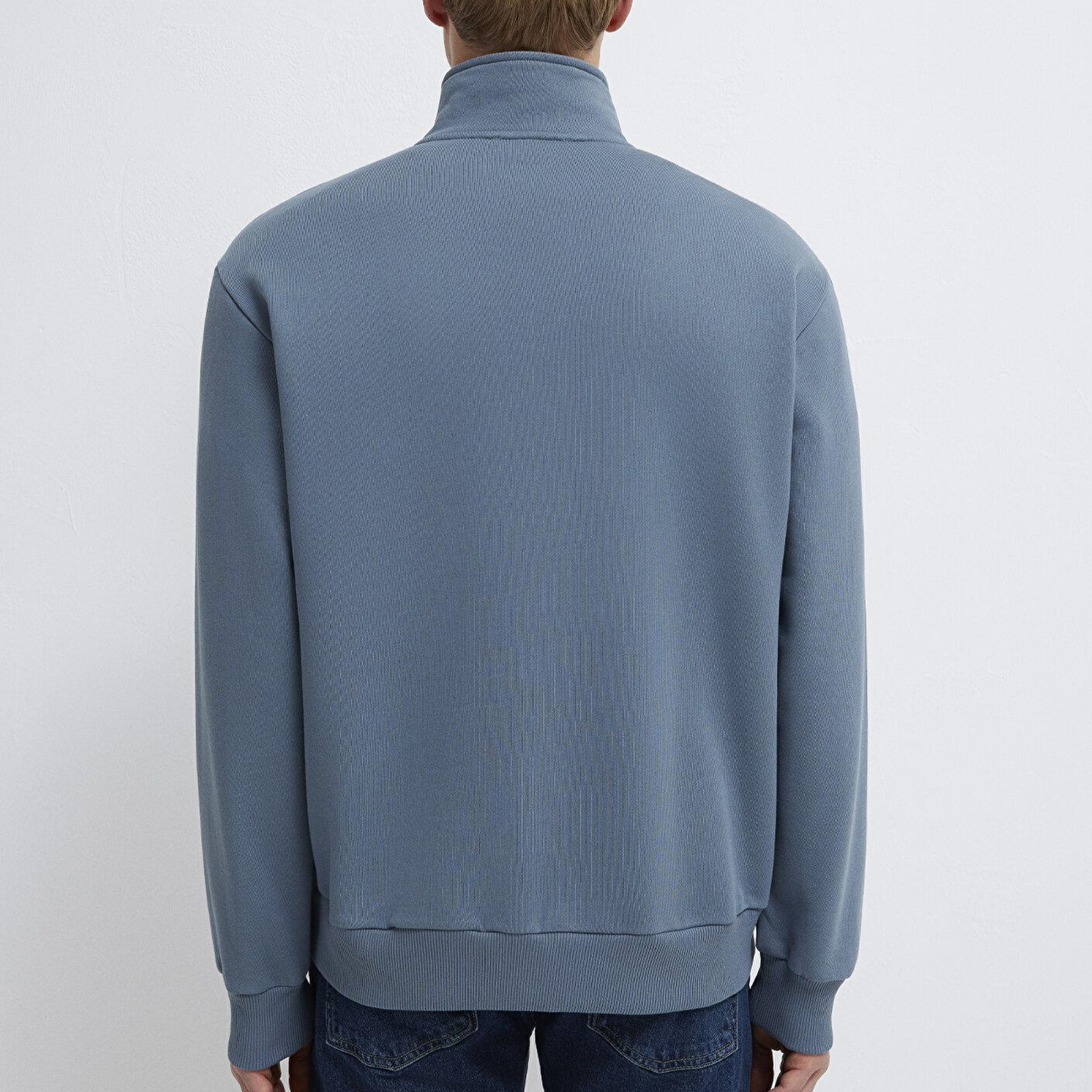 Mavi Yarı Fermuarlı Mavi Basic Sweatshirt 0S10419-80889