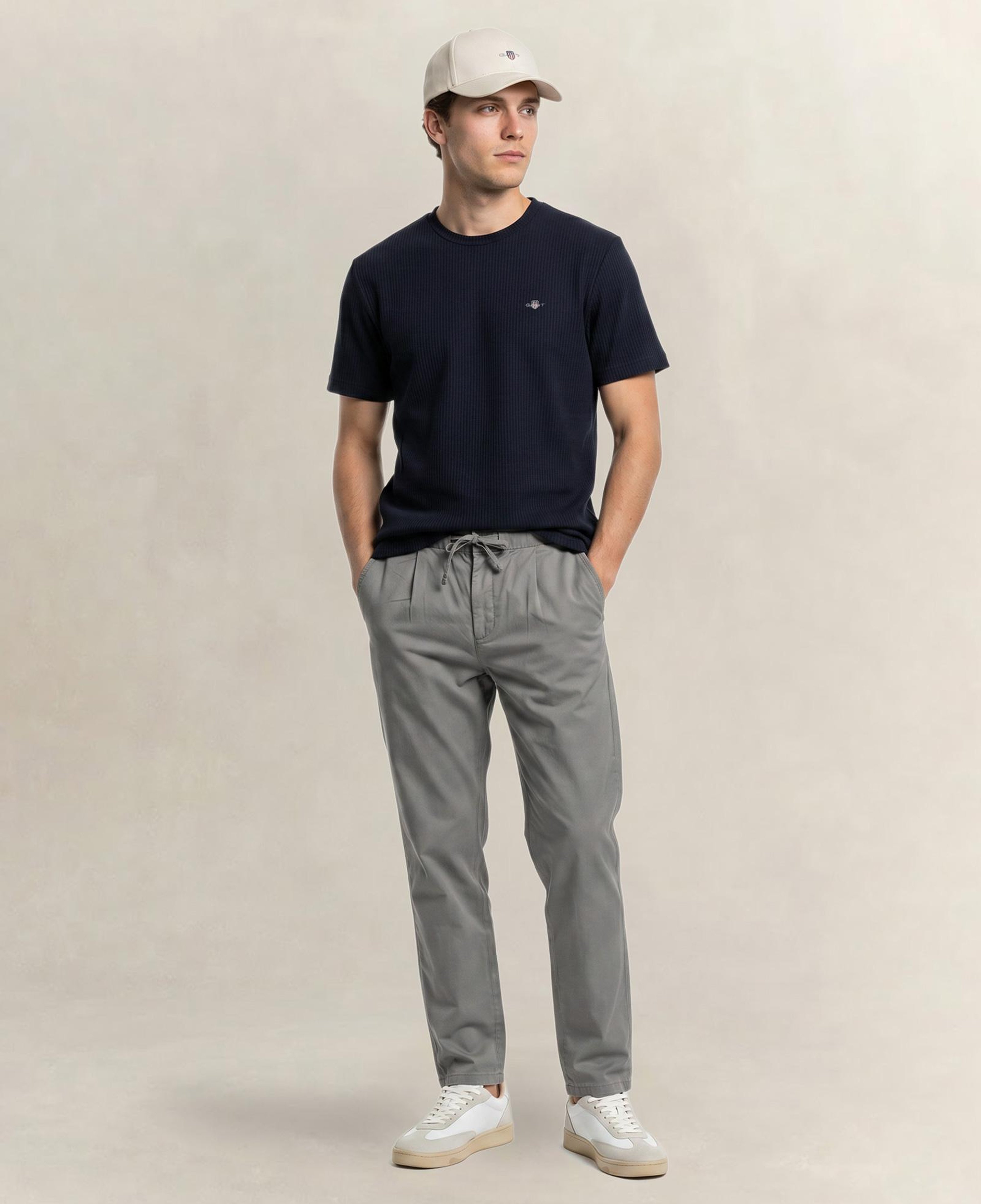 GANT Erkek Lacivert Bisiklet Yaka Regular Fit Logolu T-Shirt