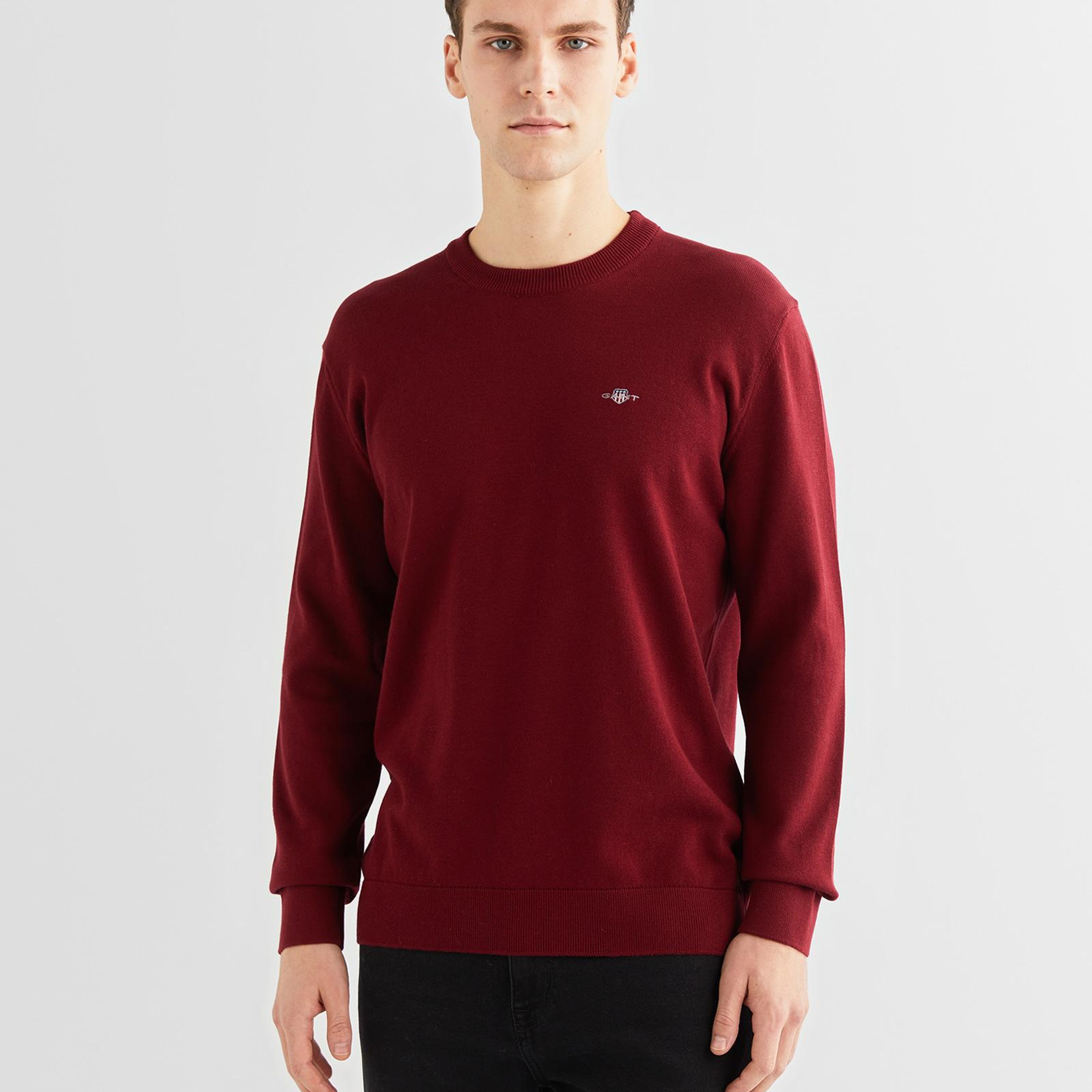 GANT Erkek Bordo Regular Fit Bisiklet Yaka Kazak