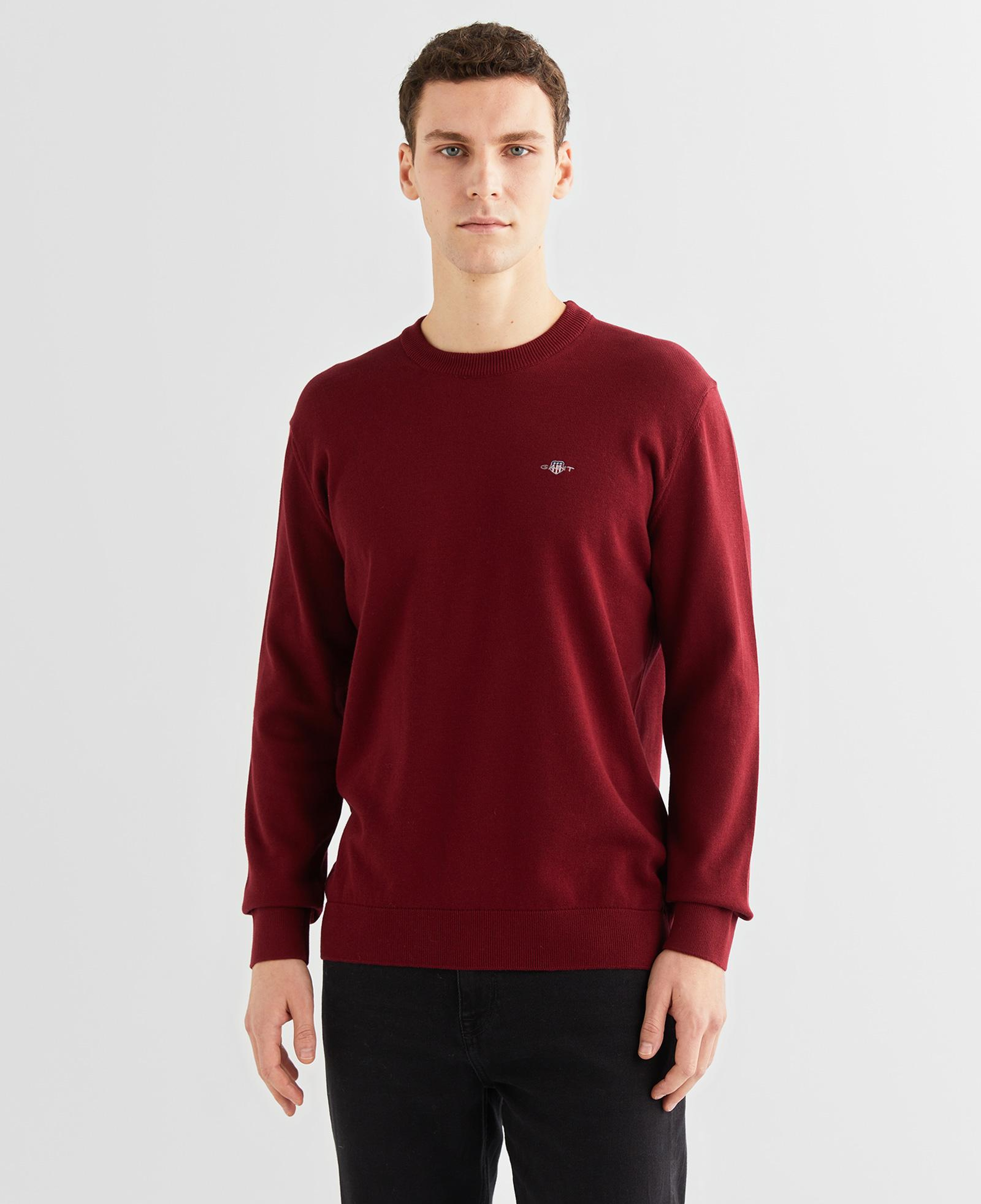 GANT Erkek Bordo Regular Fit Bisiklet Yaka Kazak