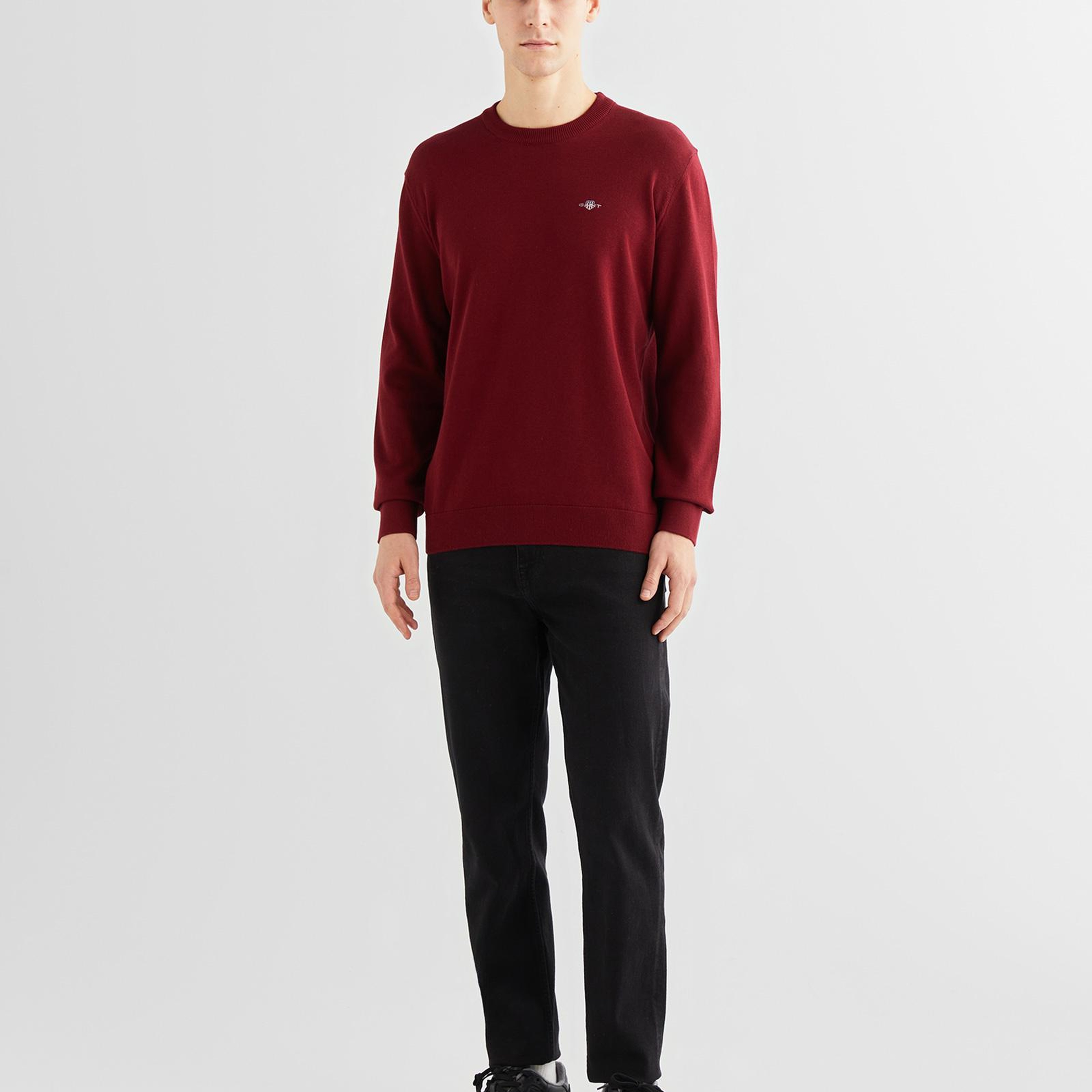 GANT Erkek Bordo Regular Fit Bisiklet Yaka Kazak
