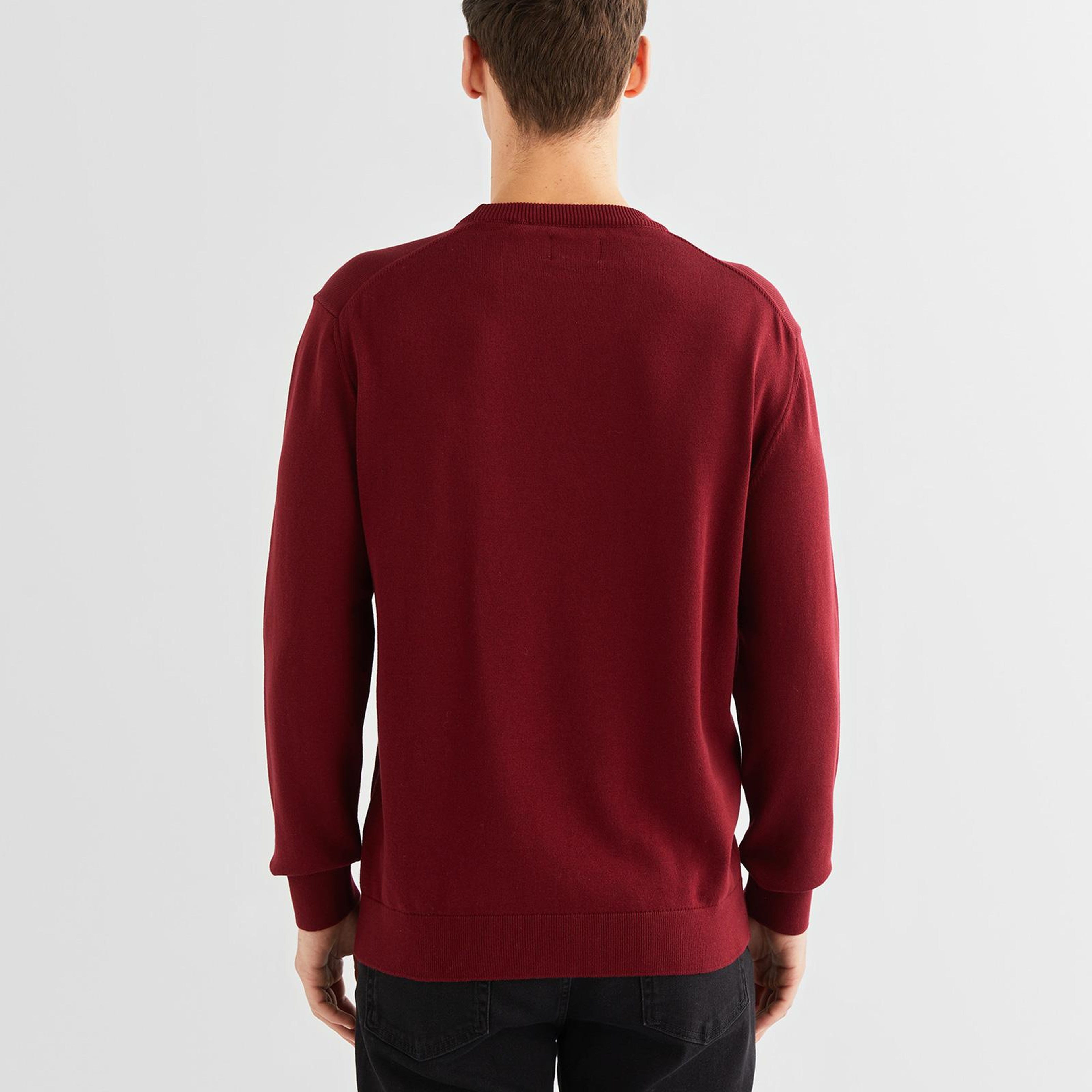 GANT Erkek Bordo Regular Fit Bisiklet Yaka Kazak