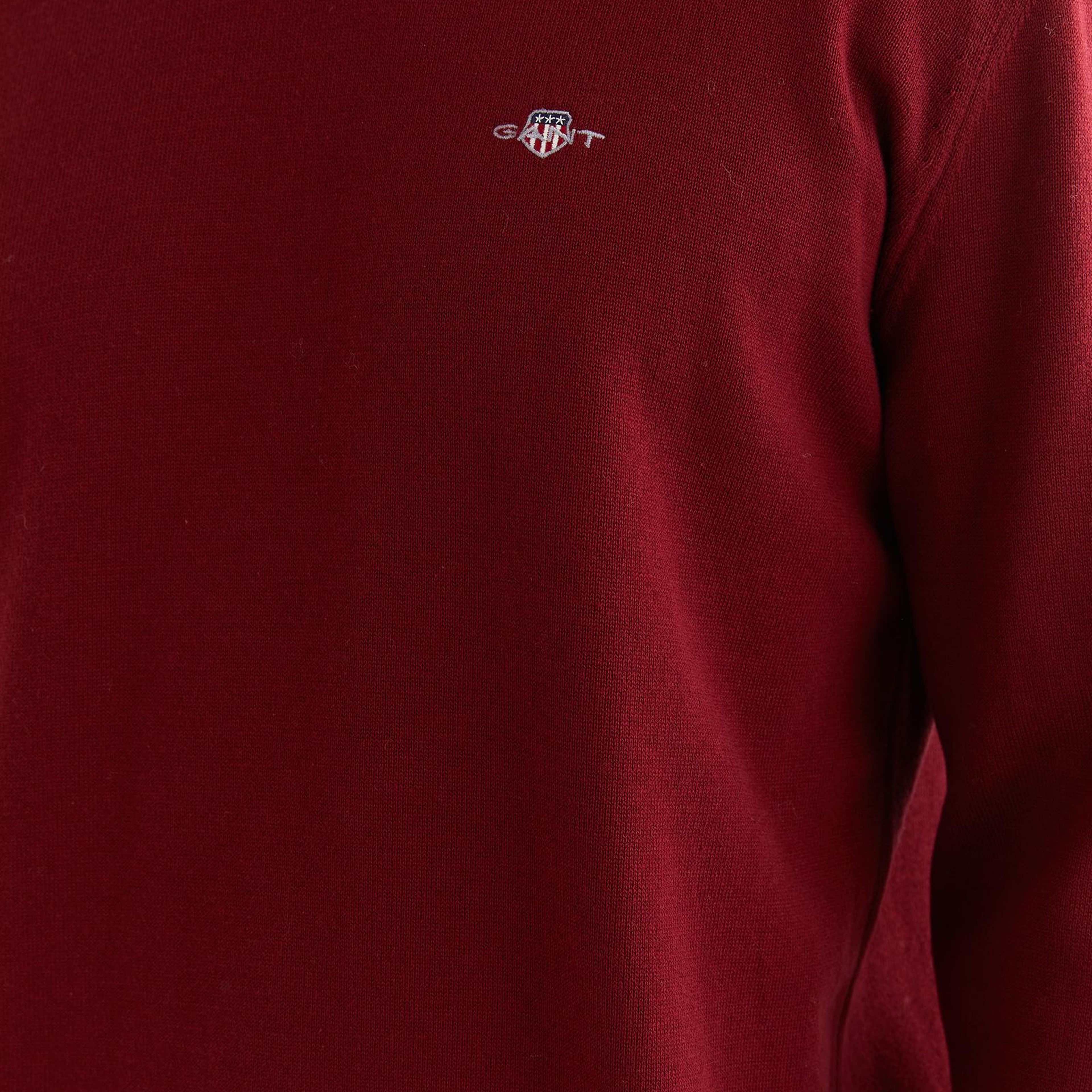 GANT Erkek Bordo Regular Fit Bisiklet Yaka Kazak