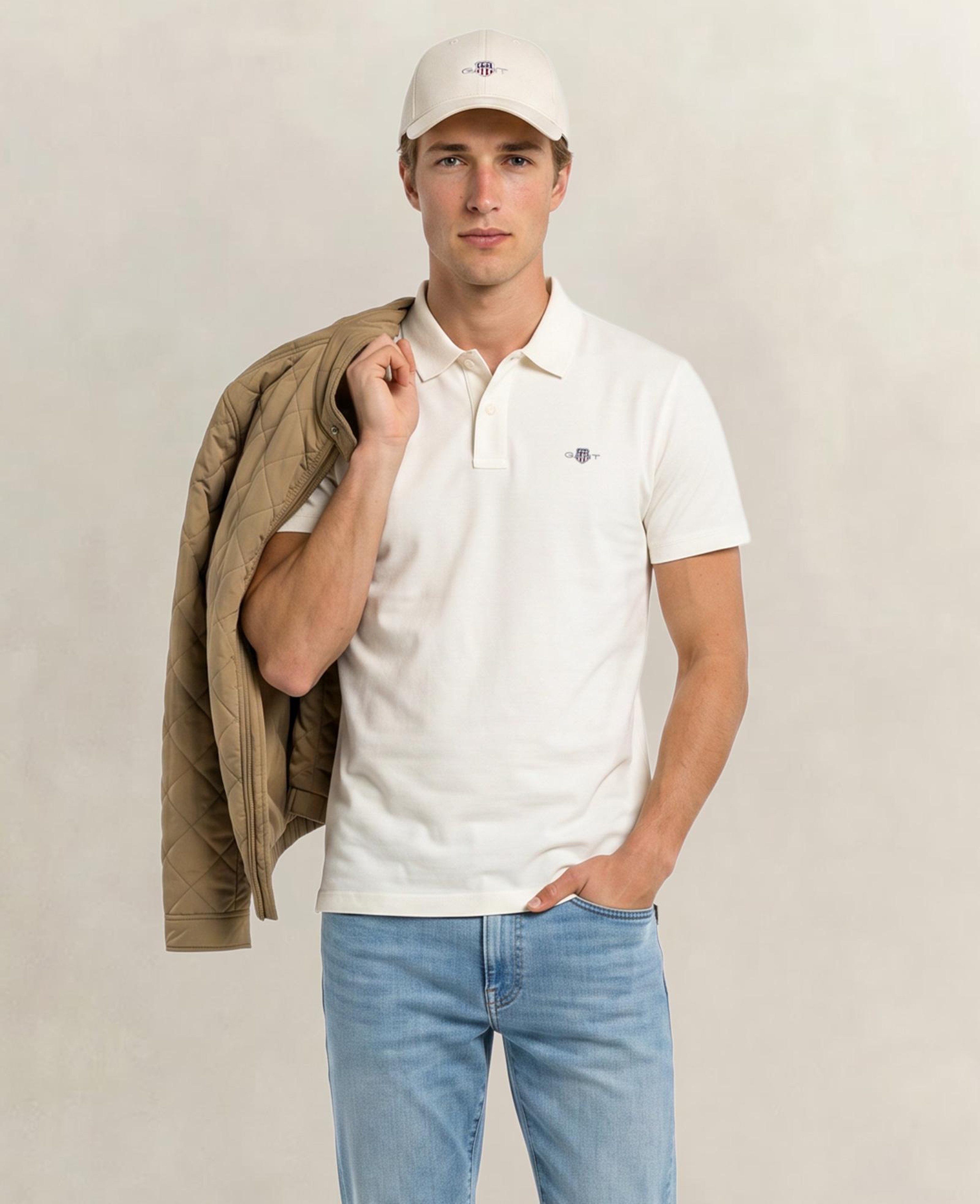 GANT Erkek Beyaz Regular Fit Logolu Polo Yaka T-Shirt