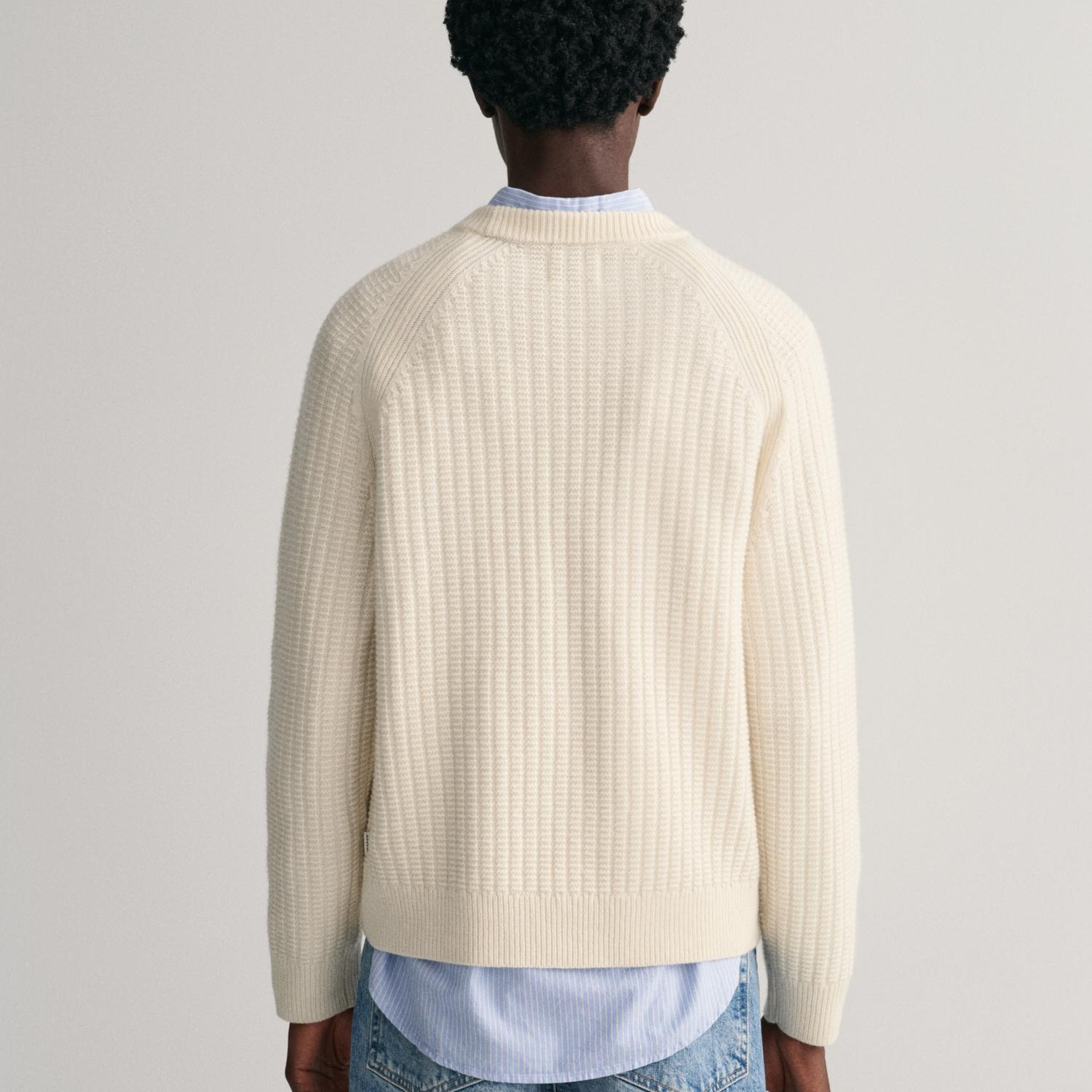 GANT Erkek Krem Relaxed Fit Bisiklet Yaka Kazak