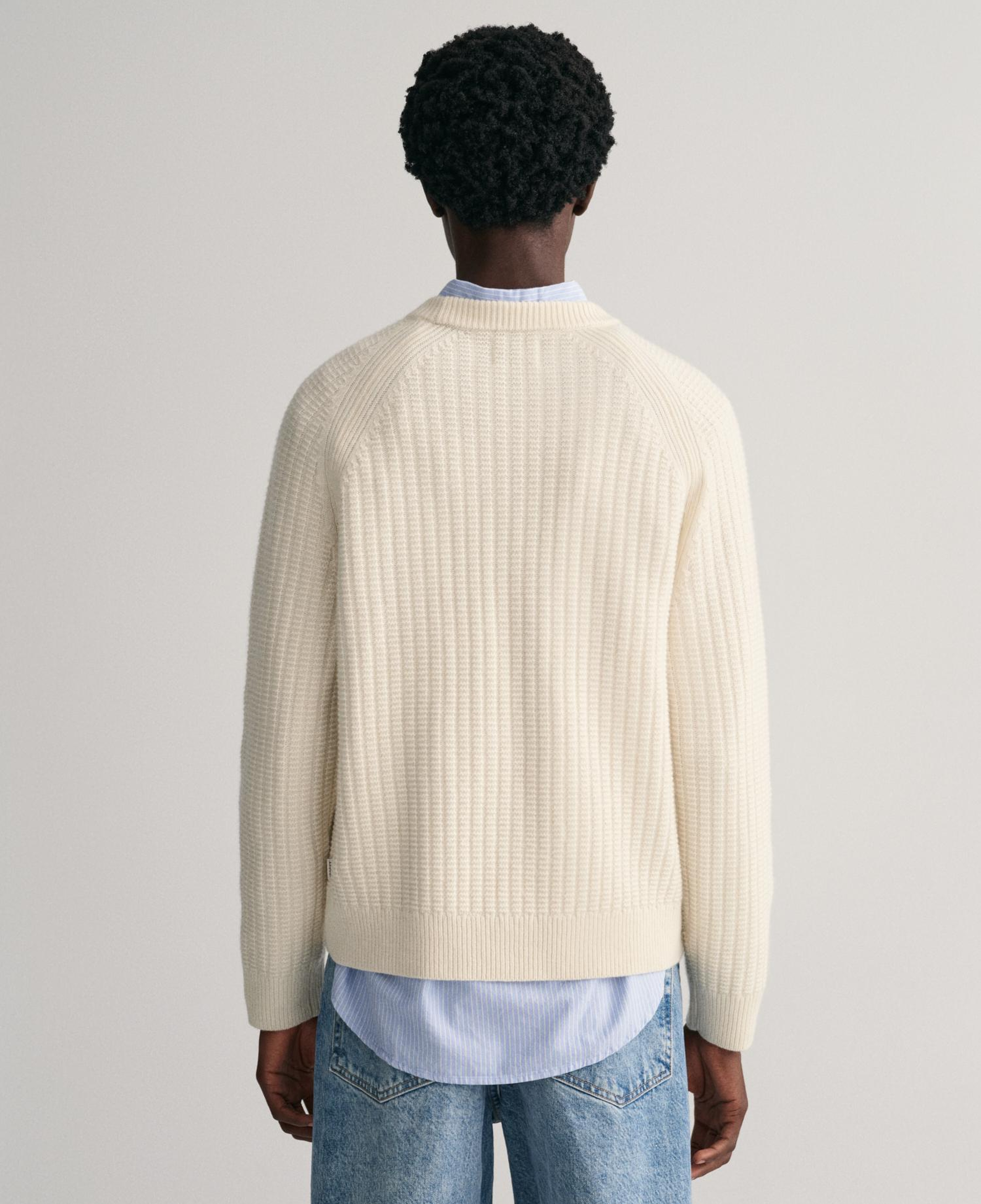 GANT Erkek Krem Relaxed Fit Bisiklet Yaka Kazak