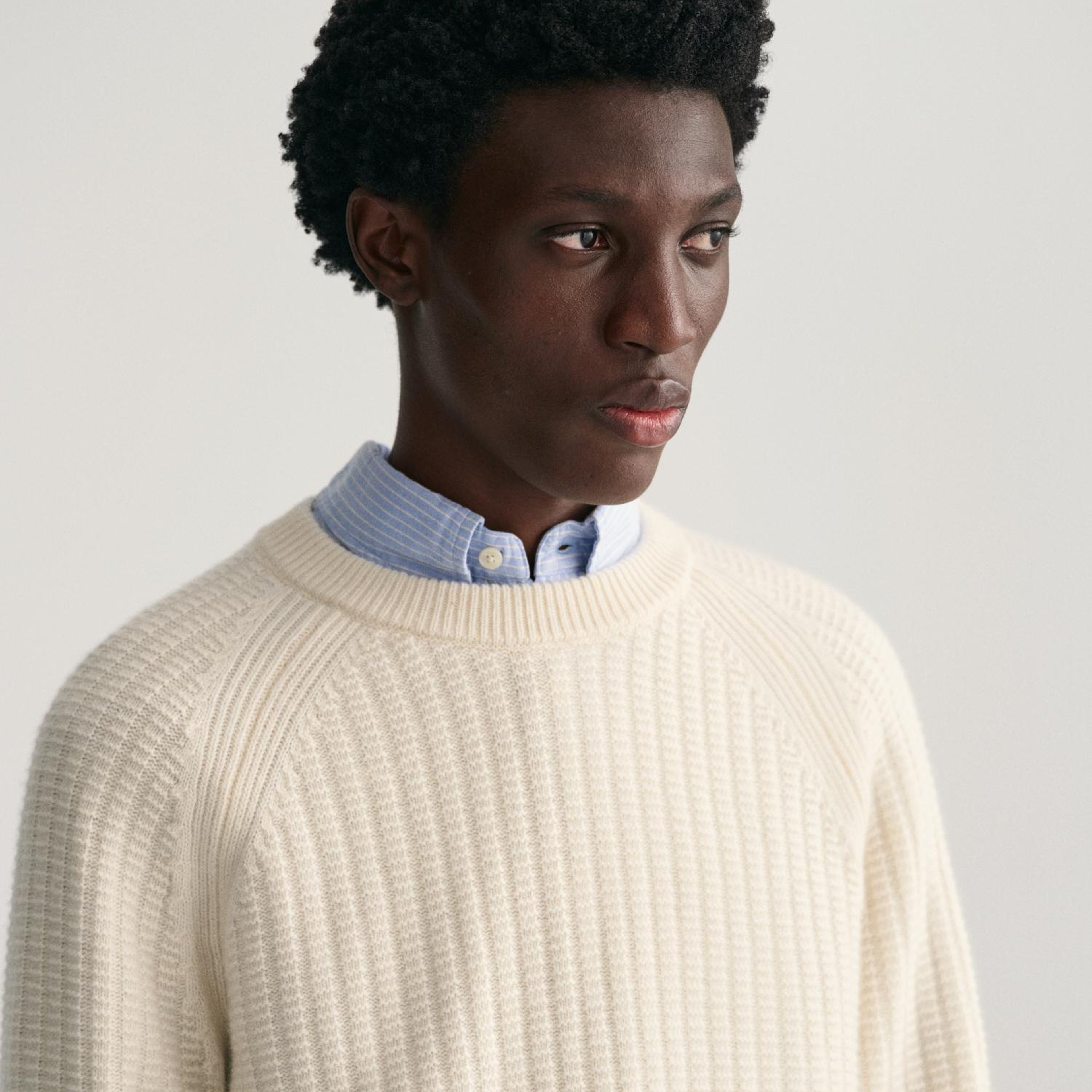 GANT Erkek Krem Relaxed Fit Bisiklet Yaka Kazak